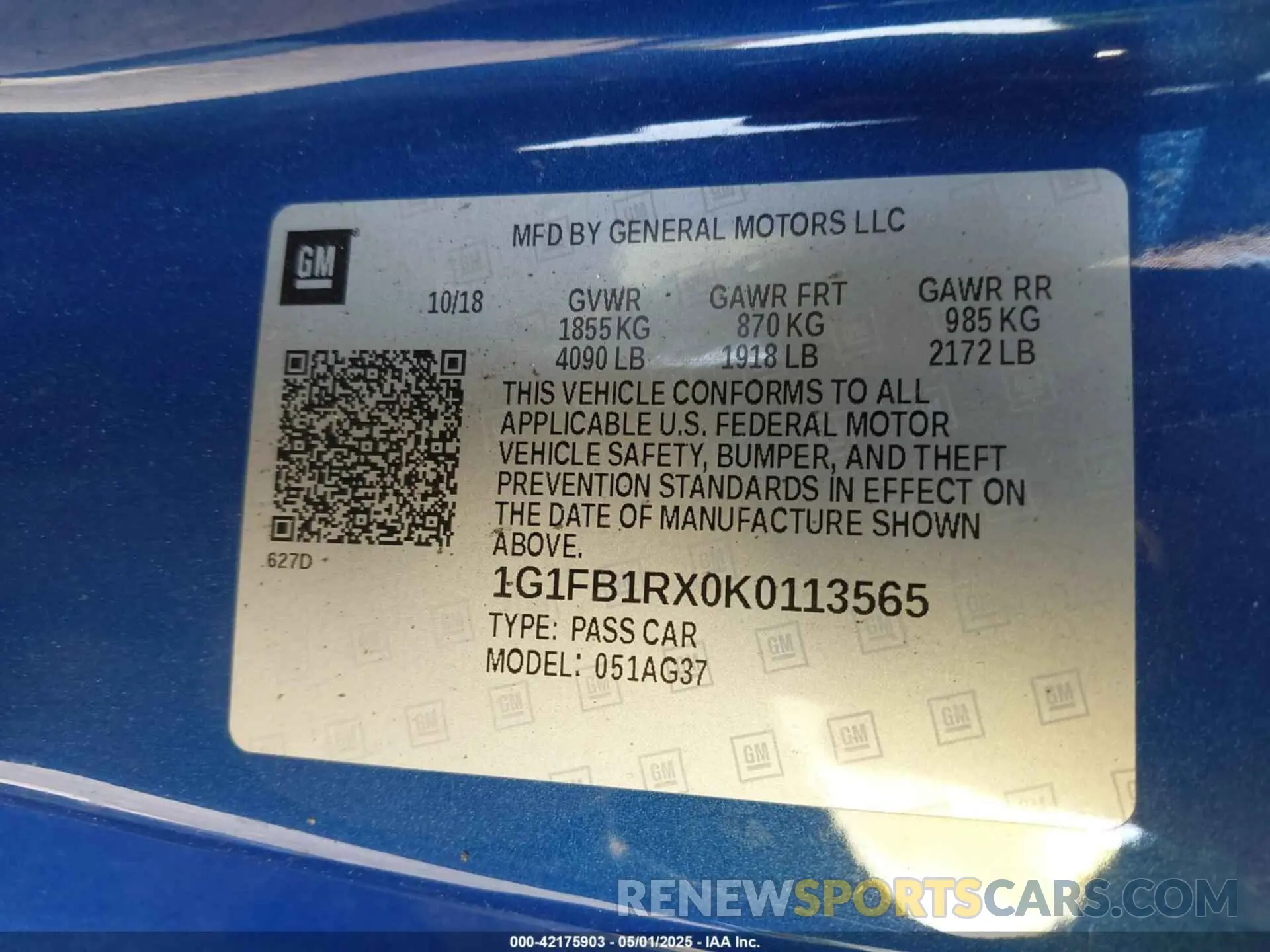 9 fotografías del automóvil dañado 1G1FB1RX0K0113565 CHEVROLET CAMARO 2019