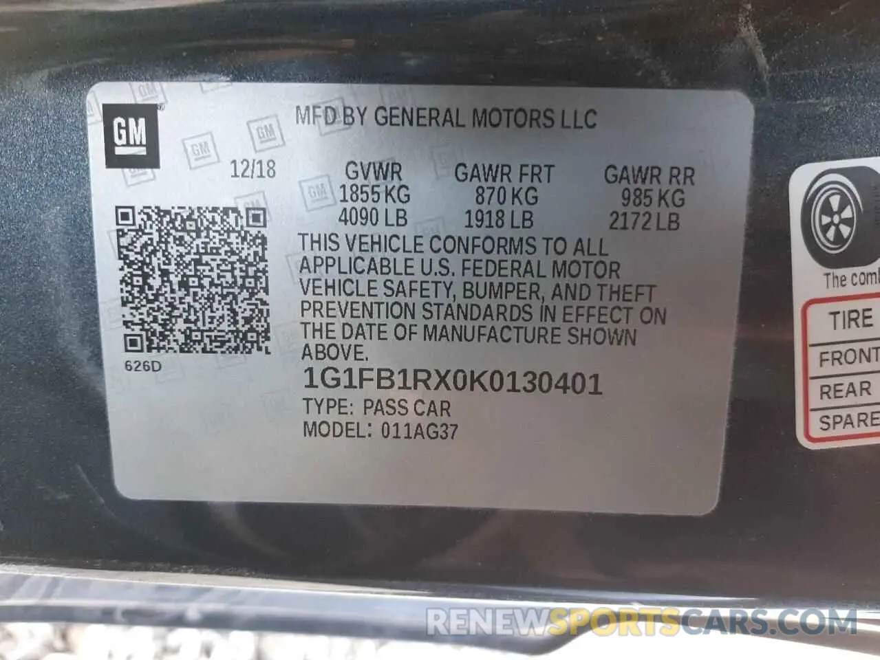 13 fotografías del automóvil dañado 1G1FB1RX0K0130401 CHEVROLET CAMARO 2019