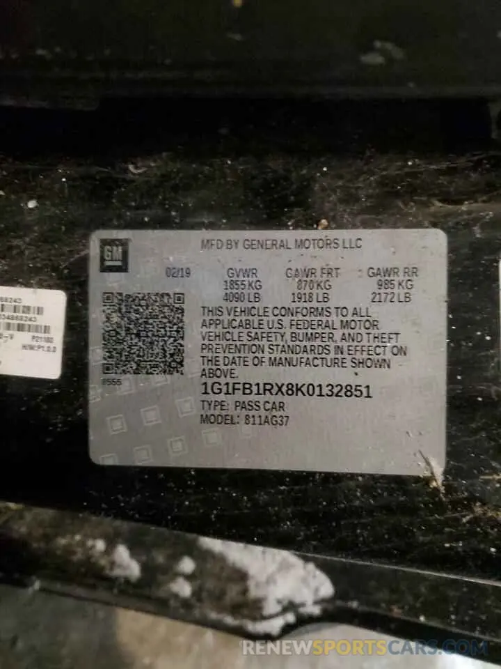 12 fotografías del automóvil dañado 1G1FB1RX8K0132851 CHEVROLET CAMARO 2019