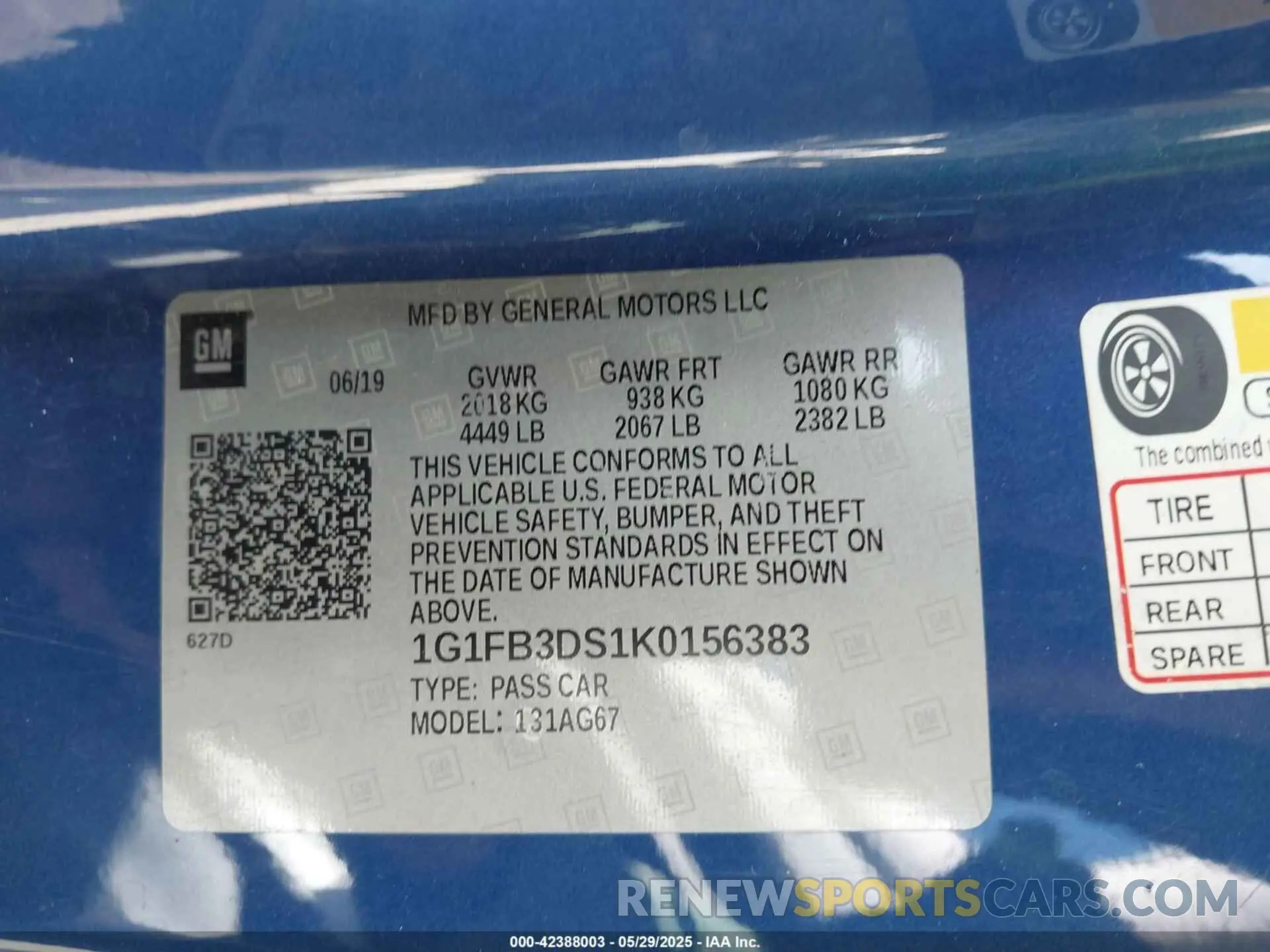 9 fotografías del automóvil dañado 1G1FB3DS1K0156383 CHEVROLET CAMARO 2019