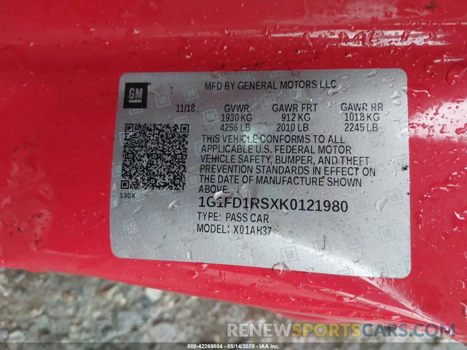 9 fotografías del automóvil dañado 1G1FD1RSXK0121980 CHEVROLET CAMARO 2019