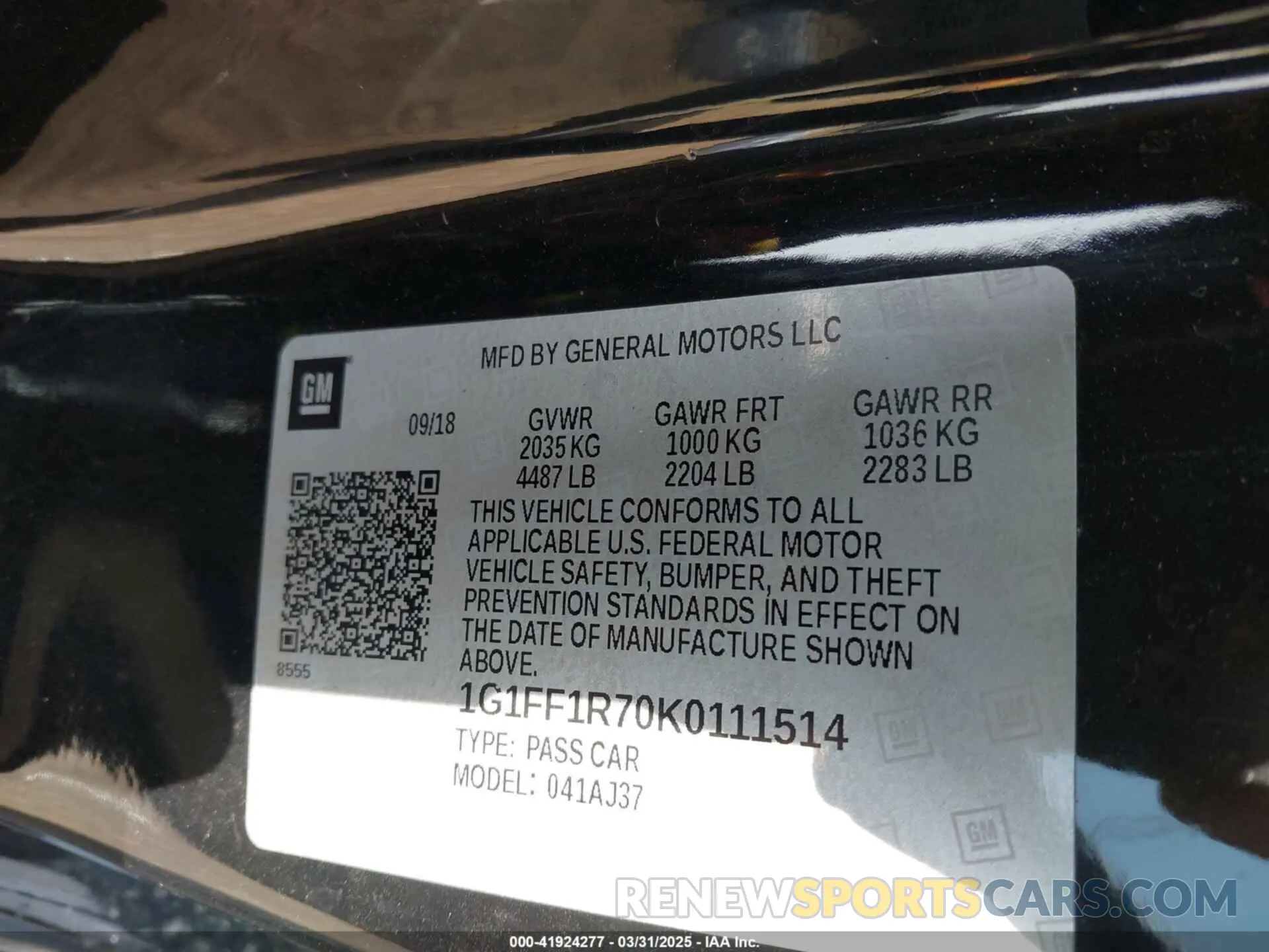 9 fotografías del automóvil dañado 1G1FF1R70K0111514 CHEVROLET CAMARO 2019