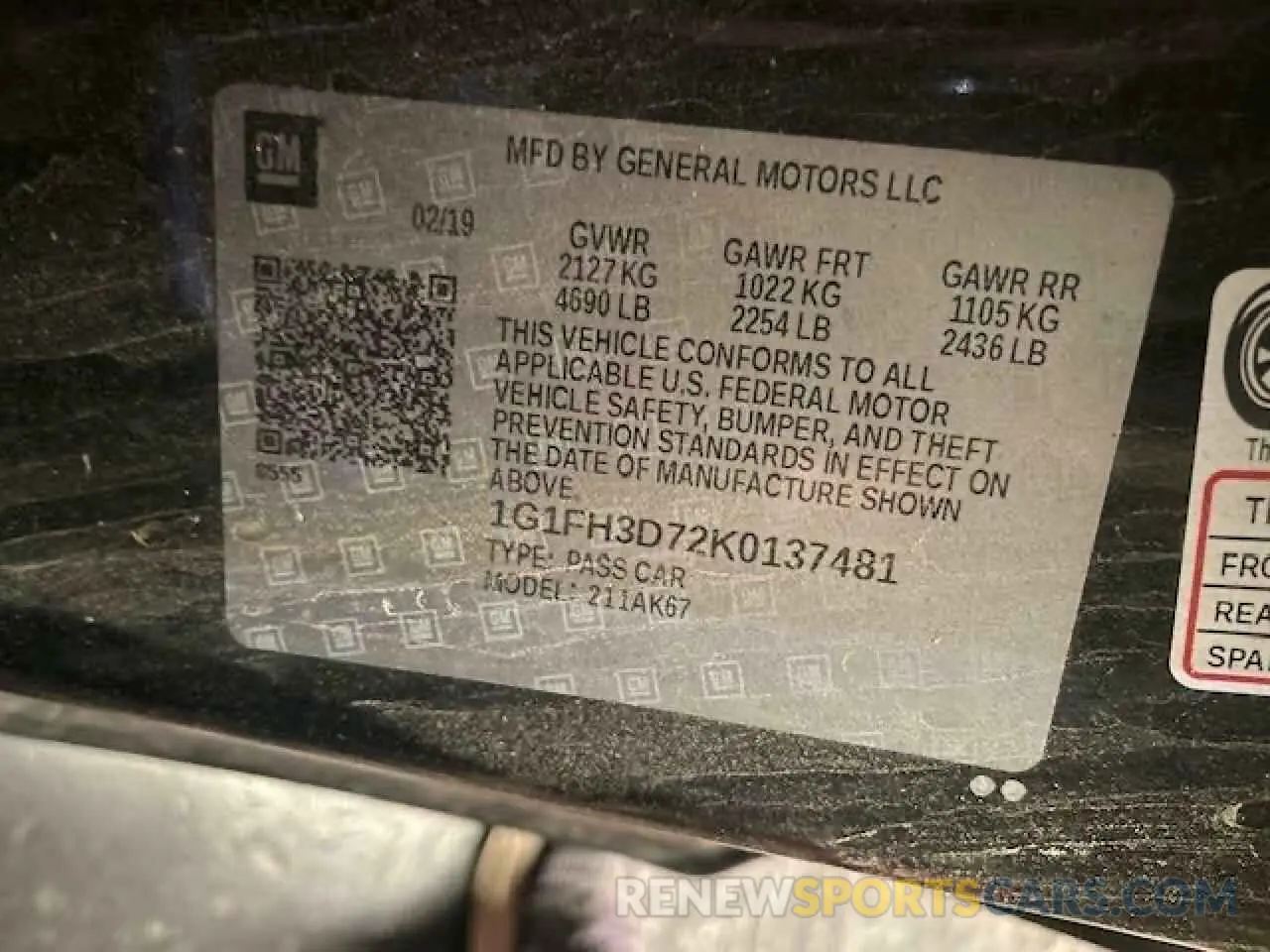 10 fotografías del automóvil dañado 1G1FH3D72K0137481 CHEVROLET CAMARO 2019