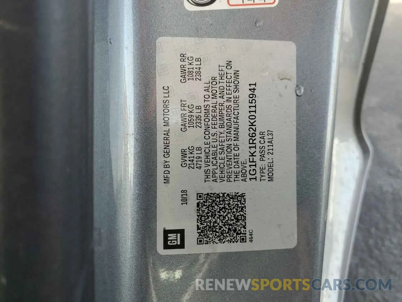 14 fotografías del automóvil dañado 1G1FK1R62K0115941 CHEVROLET CAMARO 2019