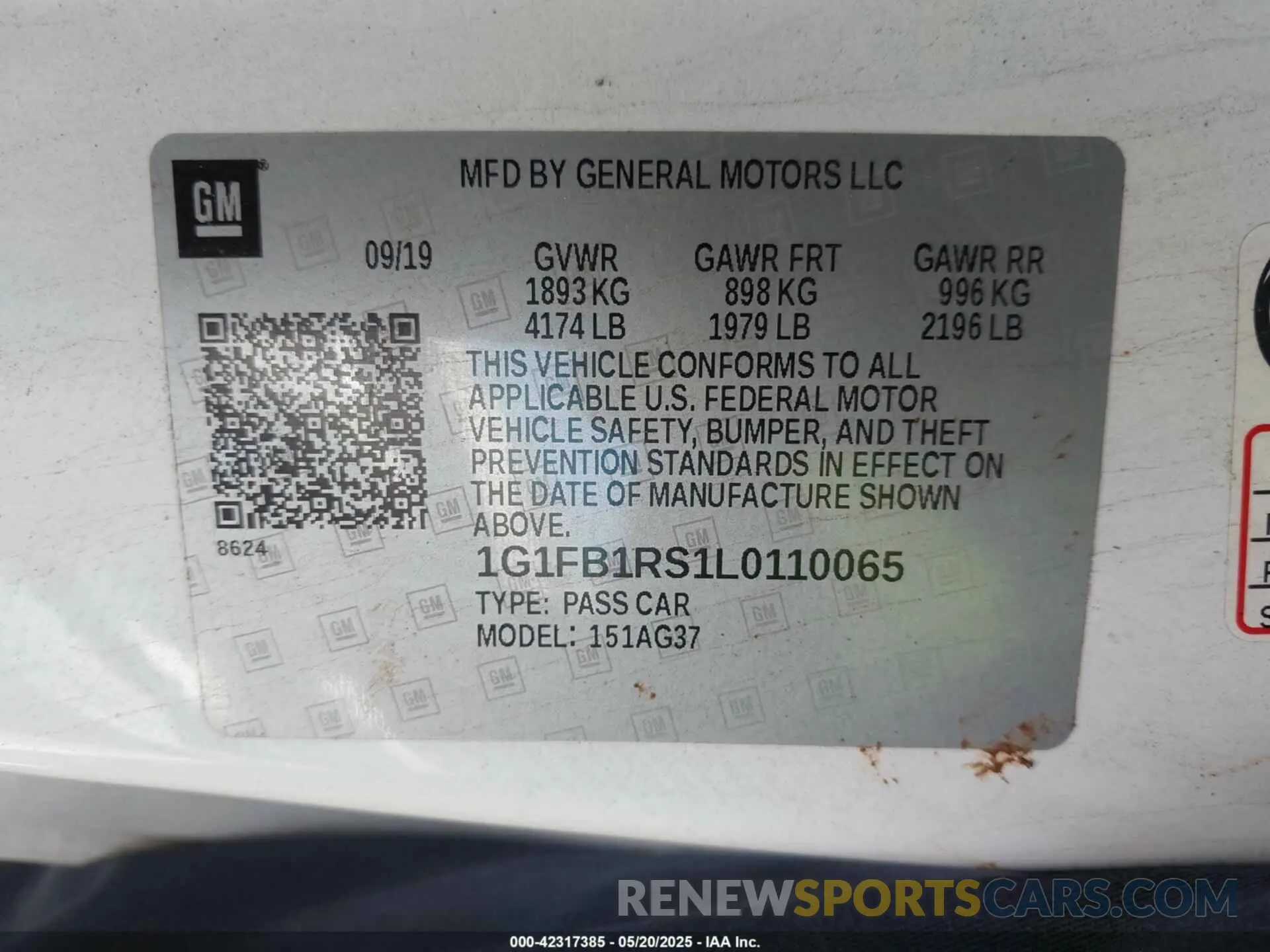 9 fotografías del automóvil dañado 1G1FB1RS1L0110065 CHEVROLET CAMARO 2020