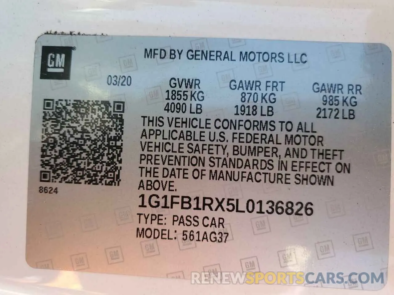 12 fotografías del automóvil dañado 1G1FB1RX5L0136826 CHEVROLET CAMARO 2020
