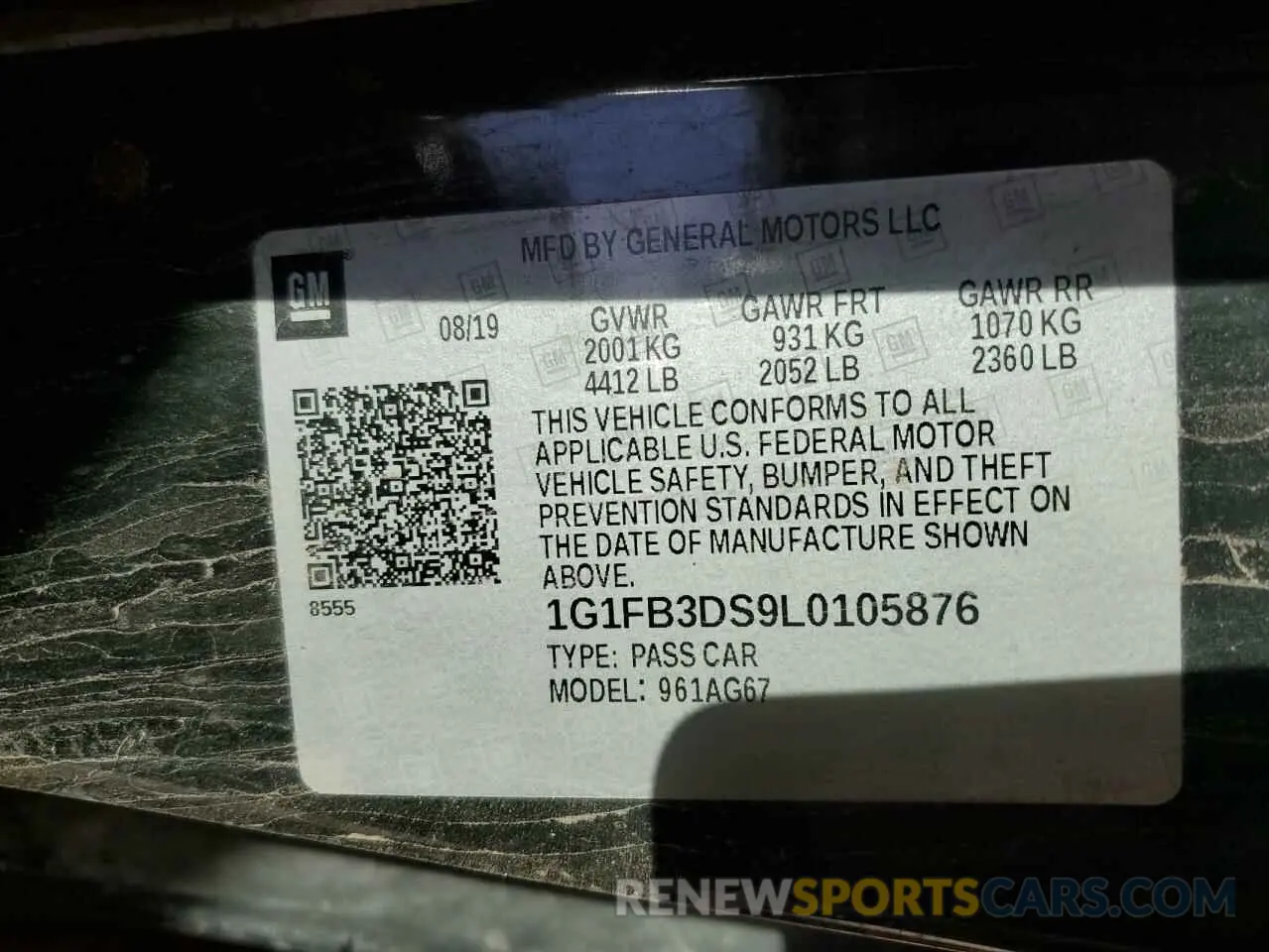 12 fotografías del automóvil dañado 1G1FB3DS9L0105876 CHEVROLET CAMARO 2020