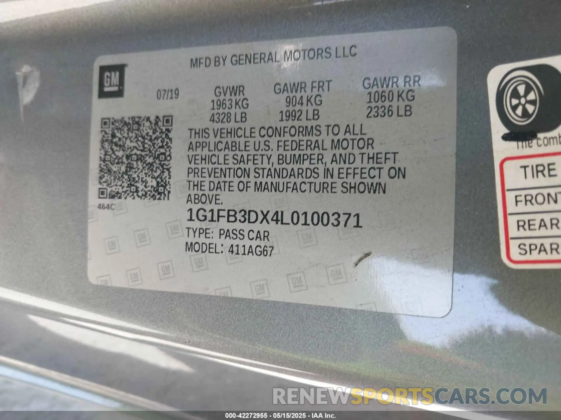 9 fotografías del automóvil dañado 1G1FB3DX4L0100371 CHEVROLET CAMARO 2020