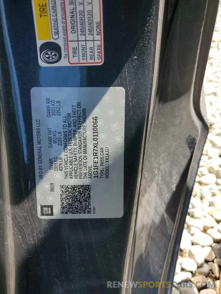 13 fotografías del automóvil dañado 1G1FE1R7XL0110066 CHEVROLET CAMARO 2020