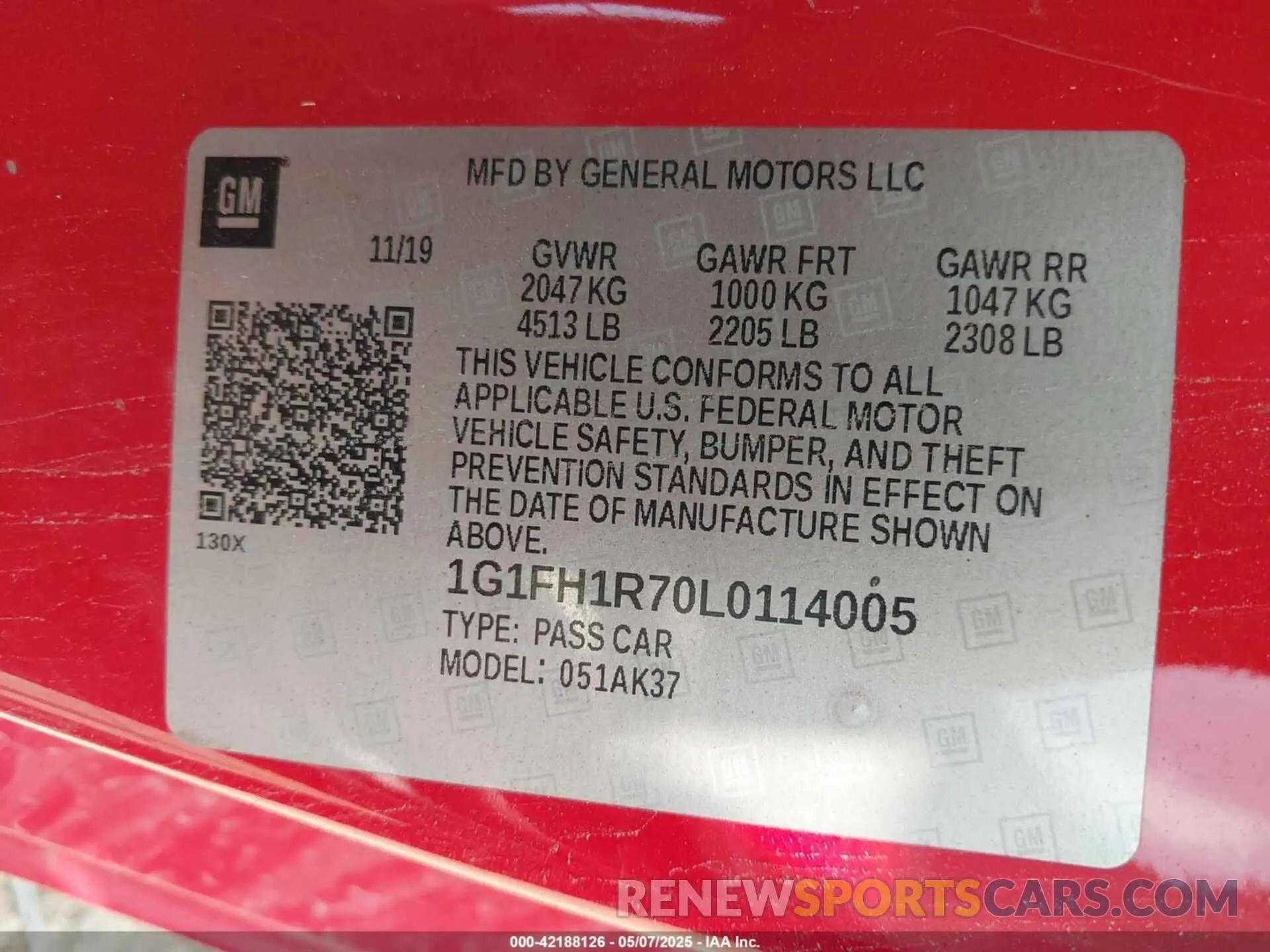 9 fotografías del automóvil dañado 1G1FH1R70L0114005 CHEVROLET CAMARO 2020