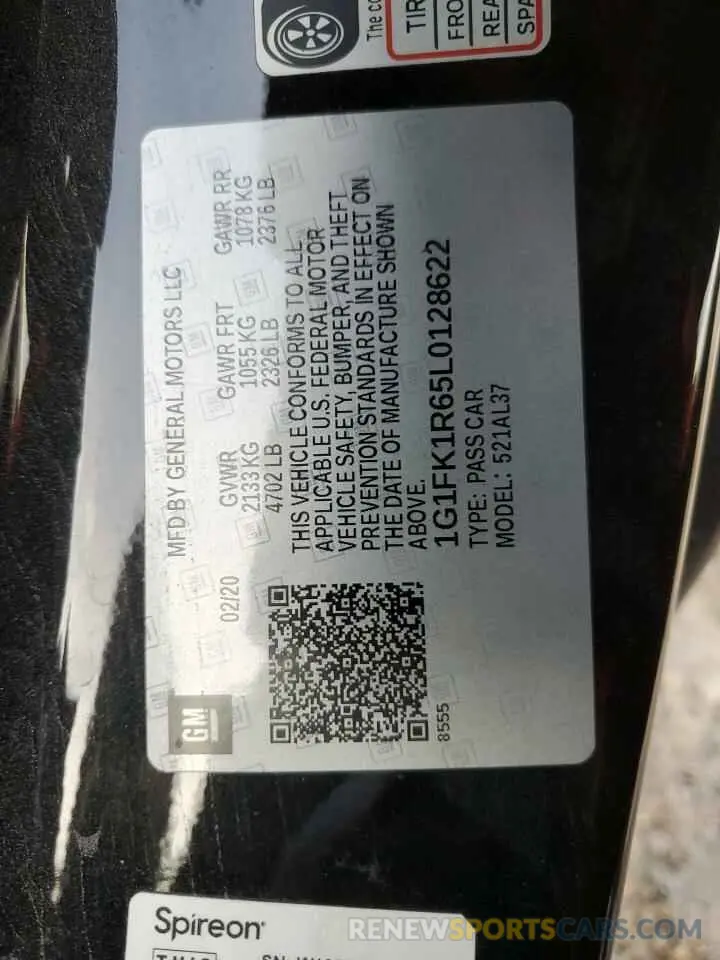 13 fotografías del automóvil dañado 1G1FK1R65L0128622 CHEVROLET CAMARO 2020