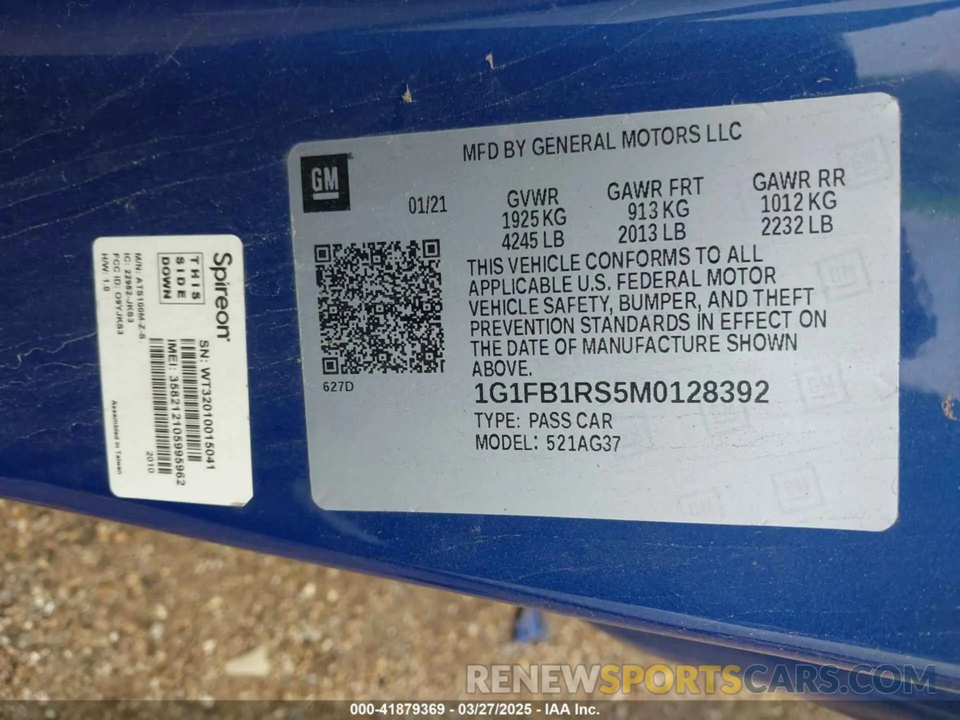 9 fotografías del automóvil dañado 1G1FB1RS5M0128392 CHEVROLET CAMARO 2021