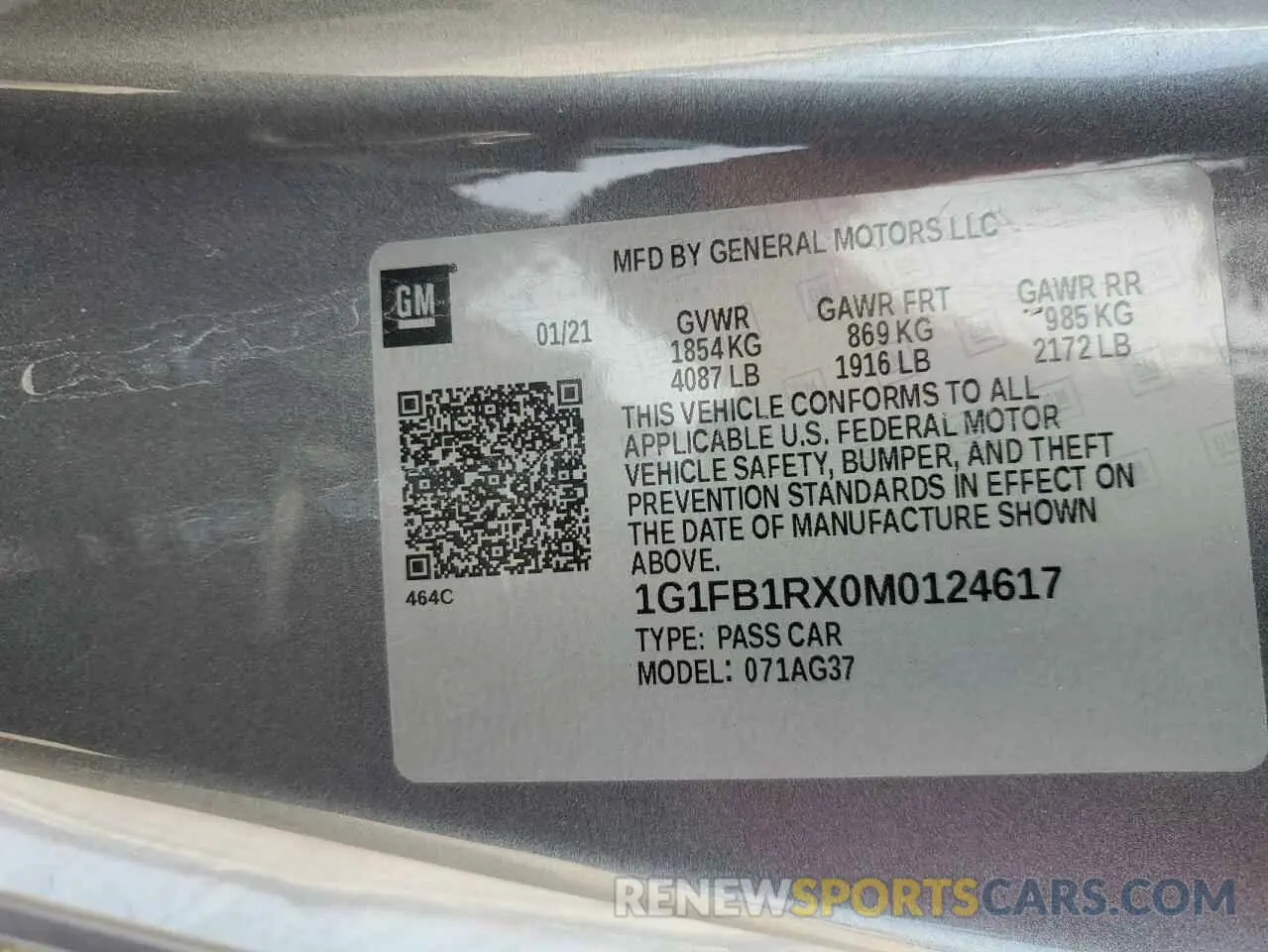 12 fotografías del automóvil dañado 1G1FB1RX0M0124617 CHEVROLET CAMARO 2021