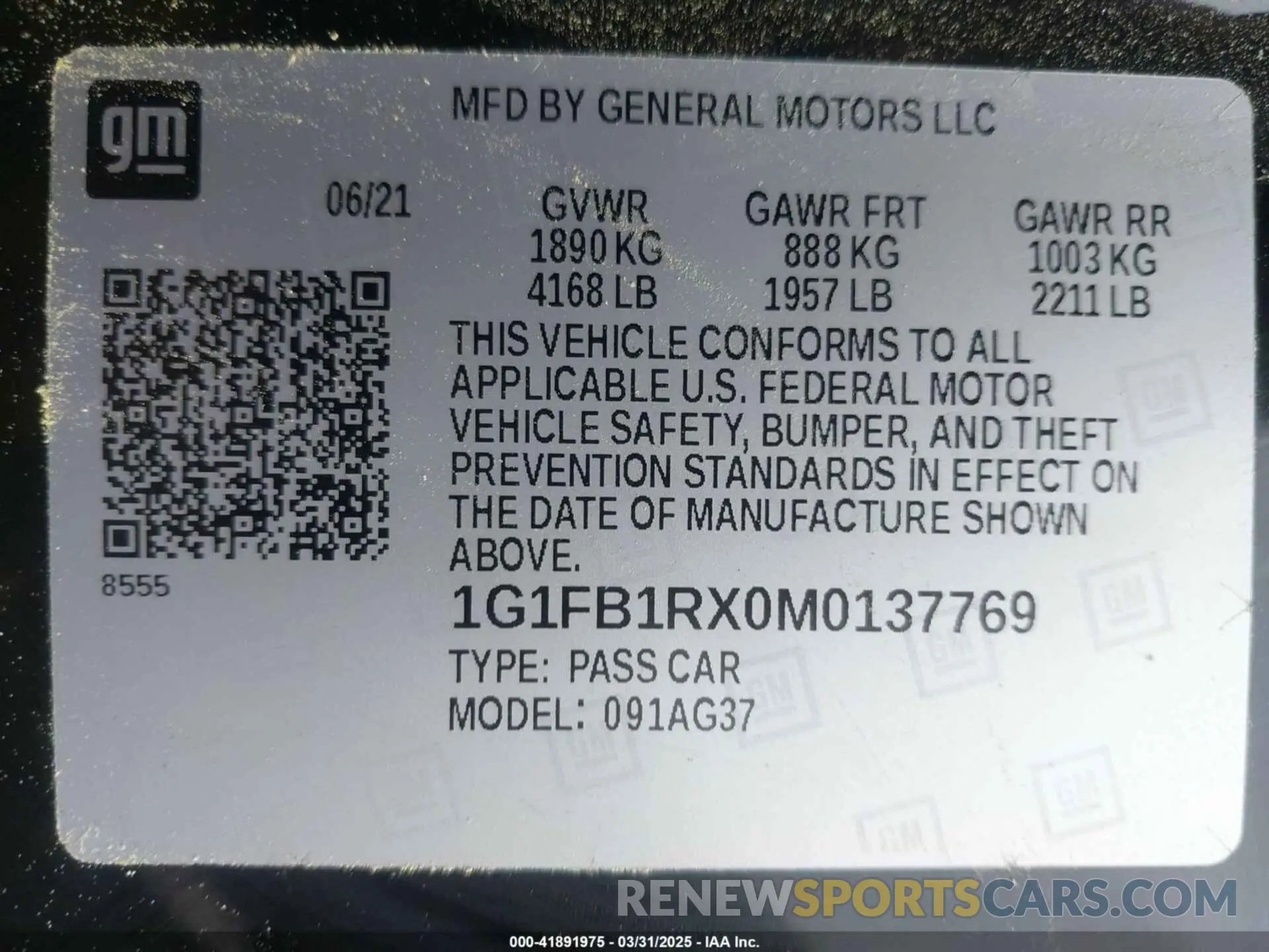9 fotografías del automóvil dañado 1G1FB1RX0M0137769 CHEVROLET CAMARO 2021