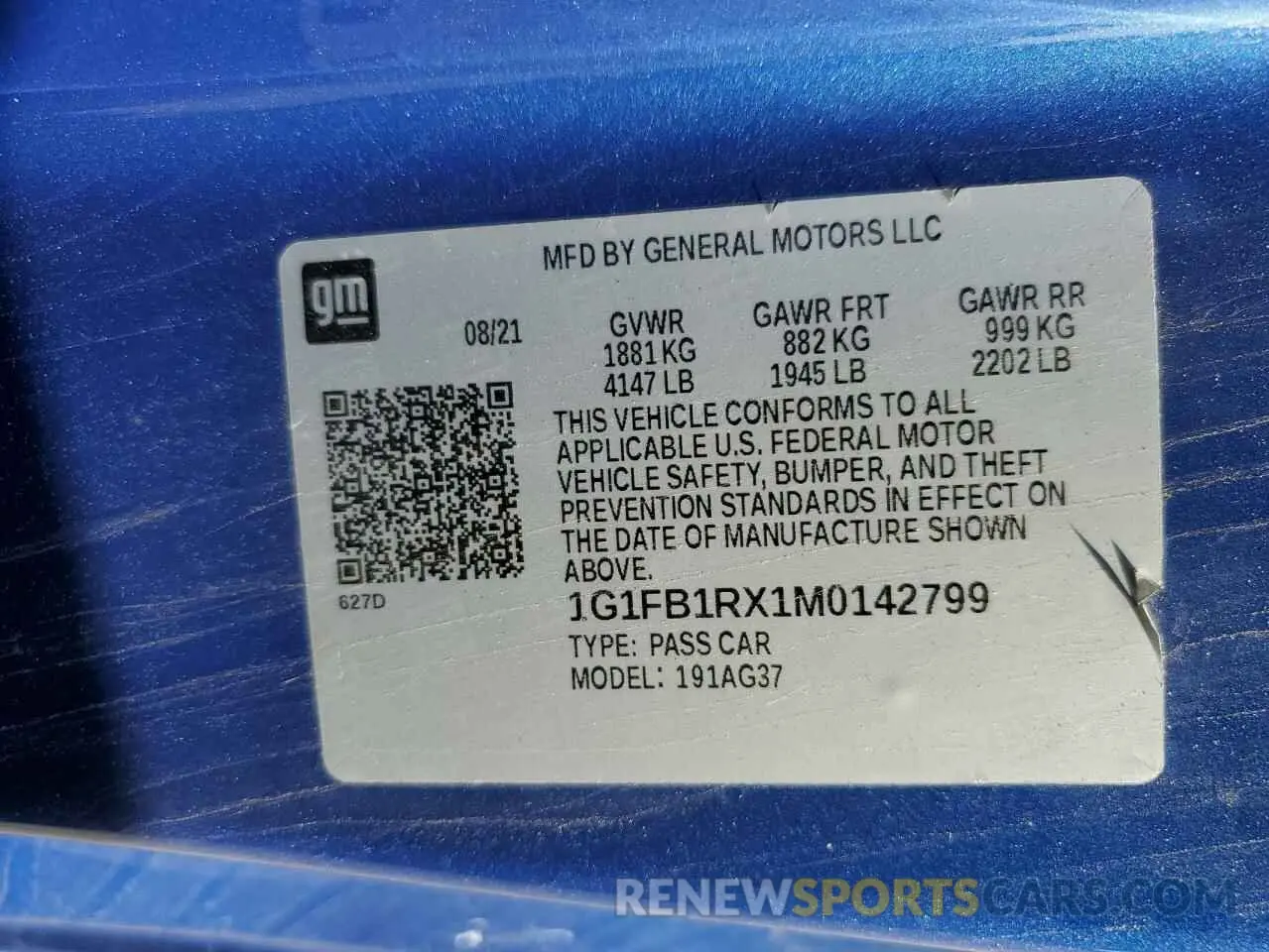 12 fotografías del automóvil dañado 1G1FB1RX1M0142799 CHEVROLET CAMARO 2021