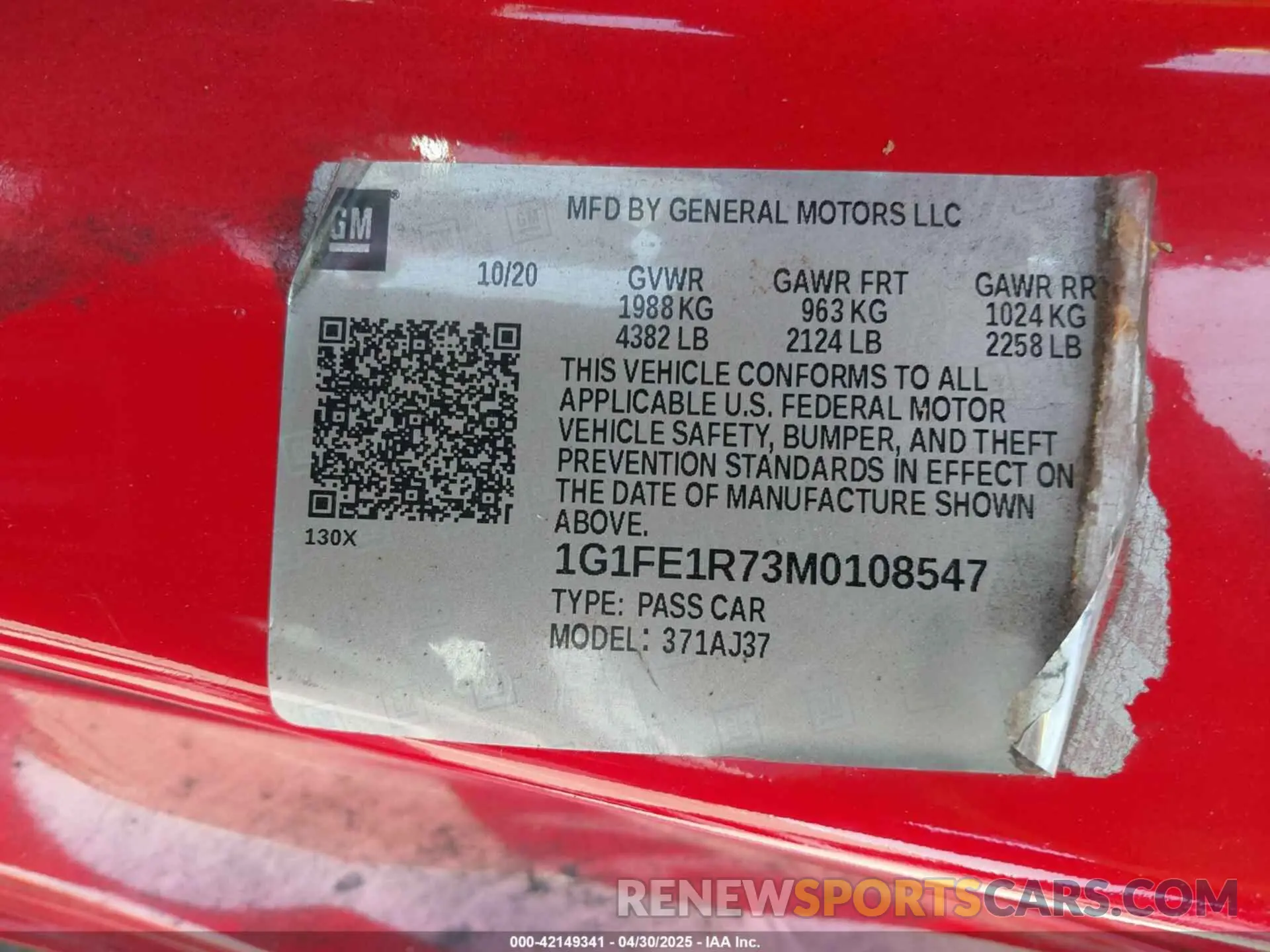 9 fotografías del automóvil dañado 1G1FE1R73M0108547 CHEVROLET CAMARO 2021
