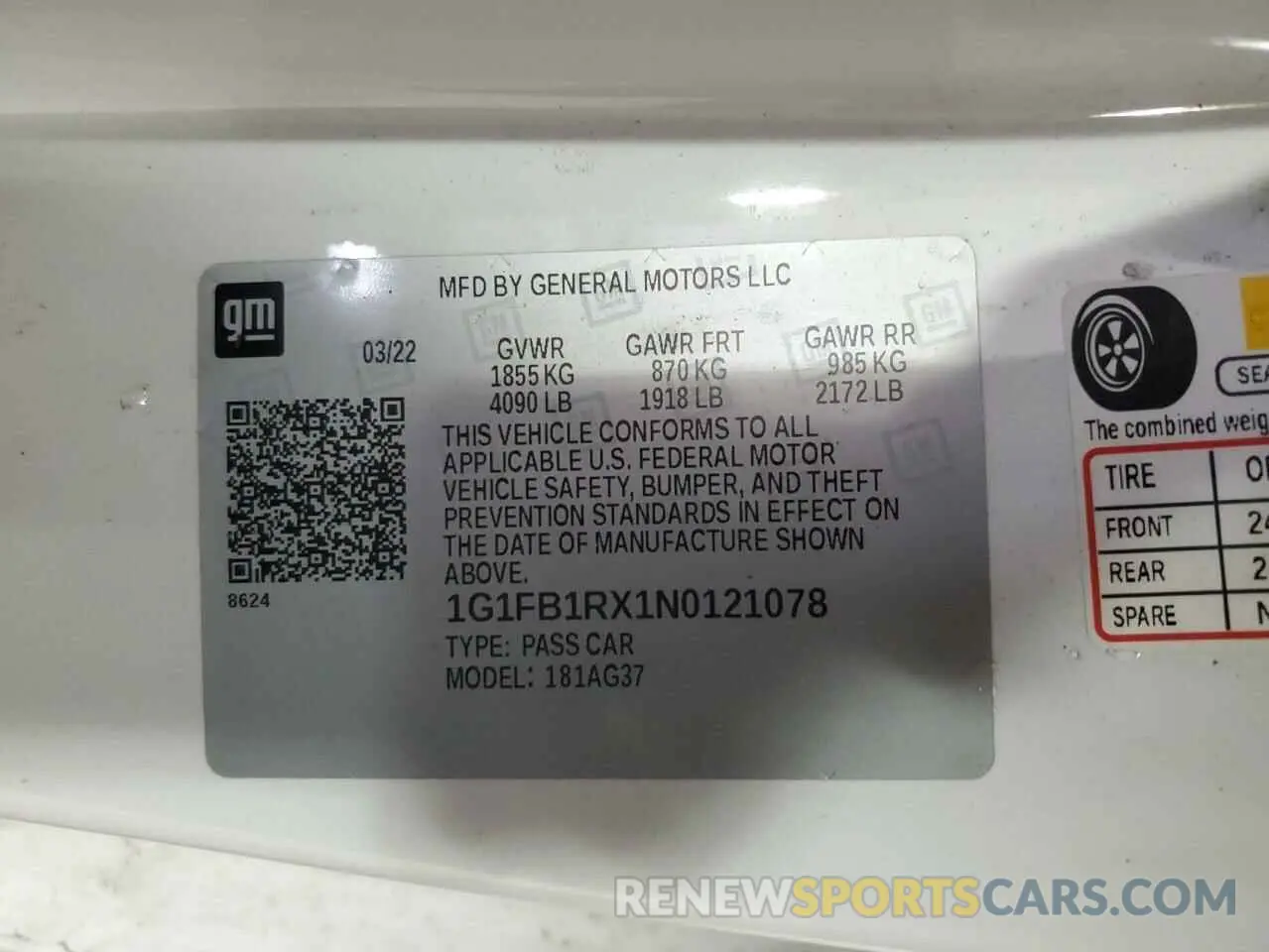 12 fotografías del automóvil dañado 1G1FB1RX1N0121078 CHEVROLET CAMARO 2022