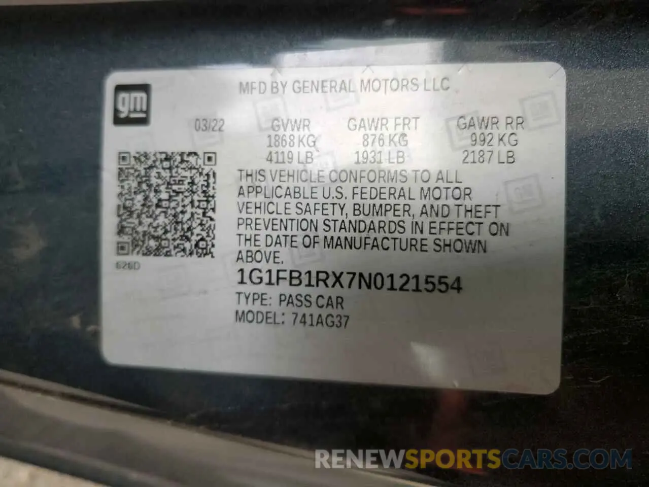 12 fotografías del automóvil dañado 1G1FB1RX7N0121554 CHEVROLET CAMARO 2022