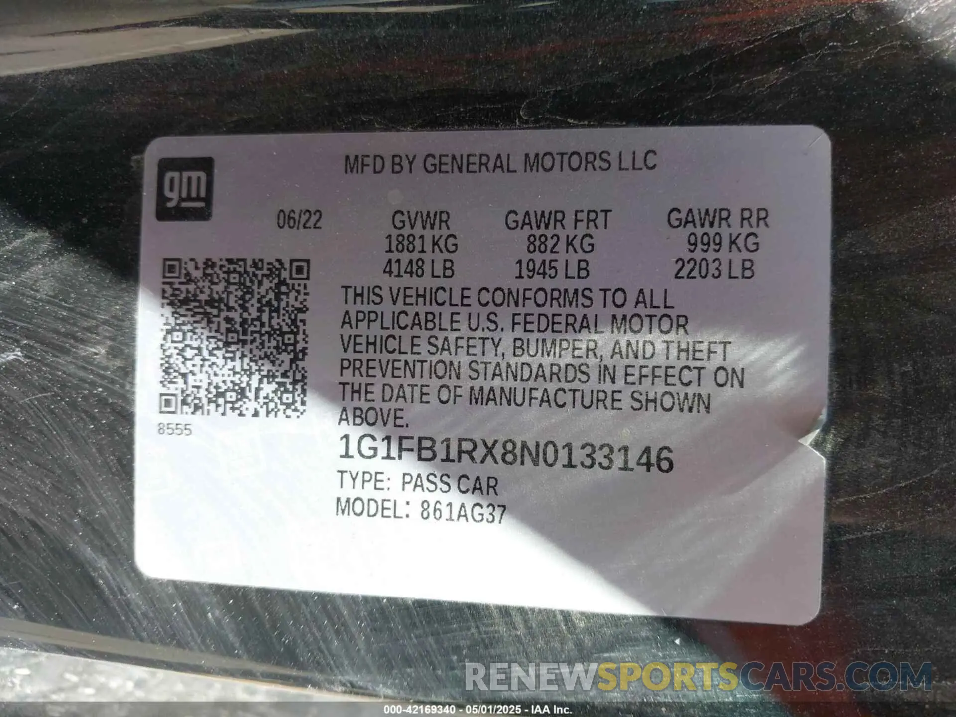 9 fotografías del automóvil dañado 1G1FB1RX8N0133146 CHEVROLET CAMARO 2022