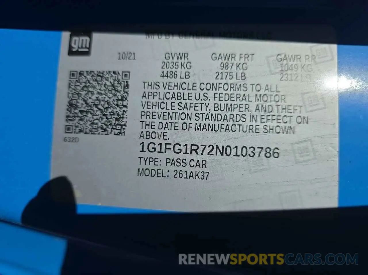 10 fotografías del automóvil dañado 1G1FG1R72N0103786 CHEVROLET CAMARO 2022