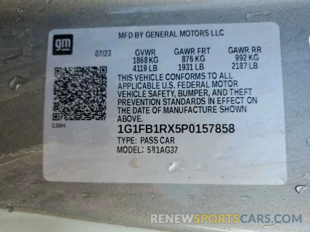 12 fotografías del automóvil dañado 1G1FB1RX5P0157858 CHEVROLET CAMARO 2023