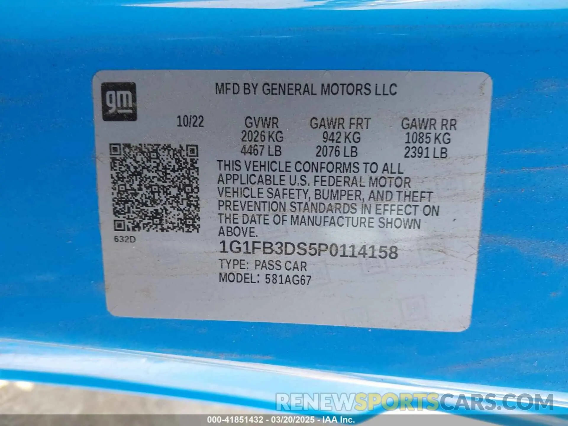 9 fotografías del automóvil dañado 1G1FB3DS5P0114158 CHEVROLET CAMARO 2023
