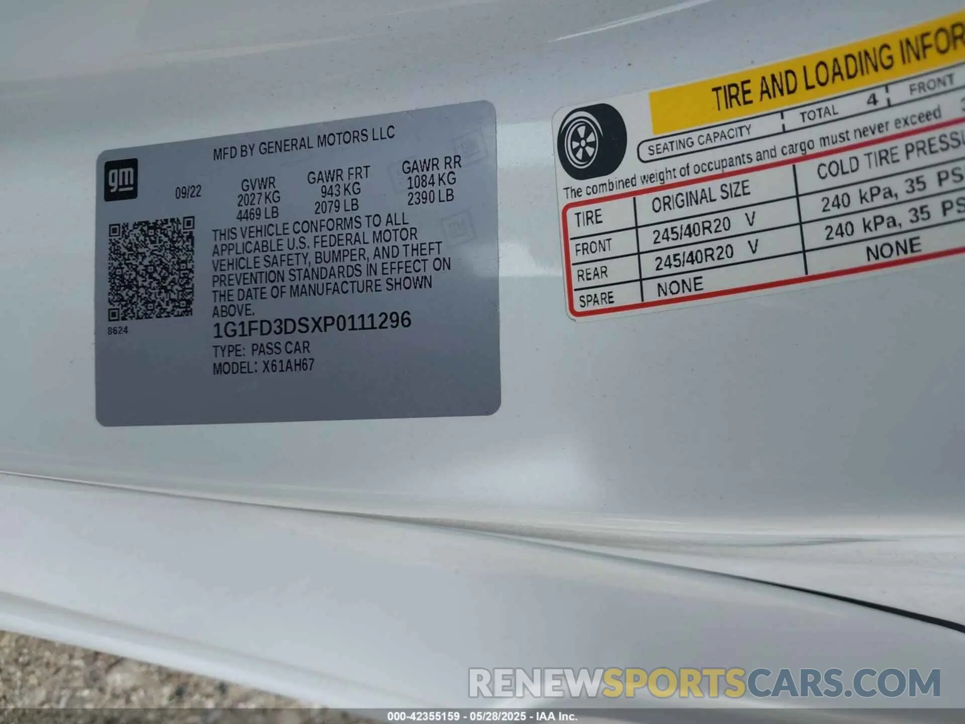 9 fotografías del automóvil dañado 1G1FD3DSXP0111296 CHEVROLET CAMARO 2023