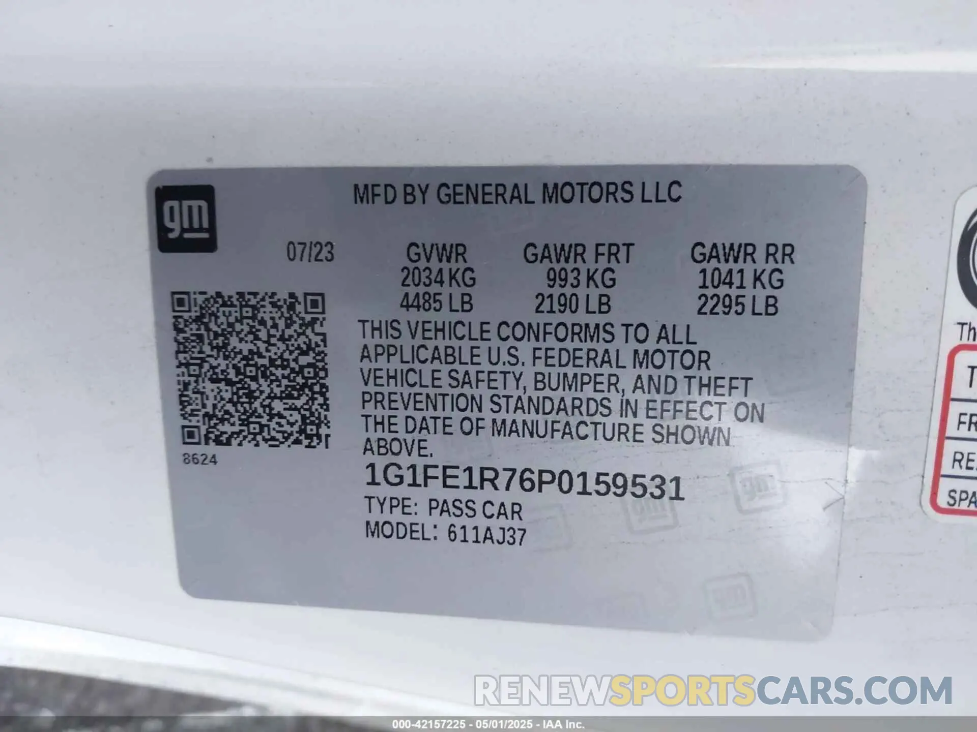 9 fotografías del automóvil dañado 1G1FE1R76P0159531 CHEVROLET CAMARO 2023