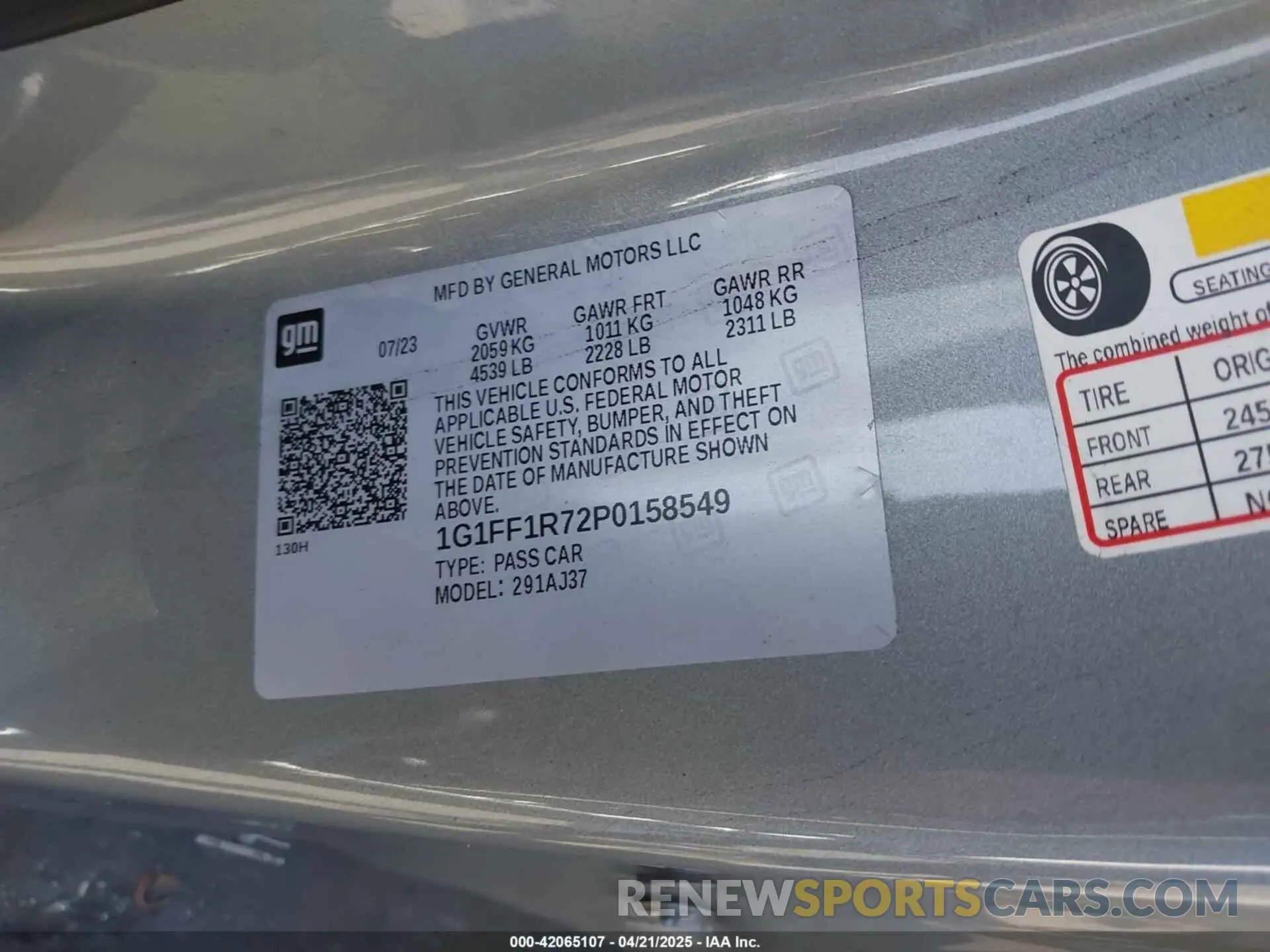 9 fotografías del automóvil dañado 1G1FF1R72P0158549 CHEVROLET CAMARO 2023