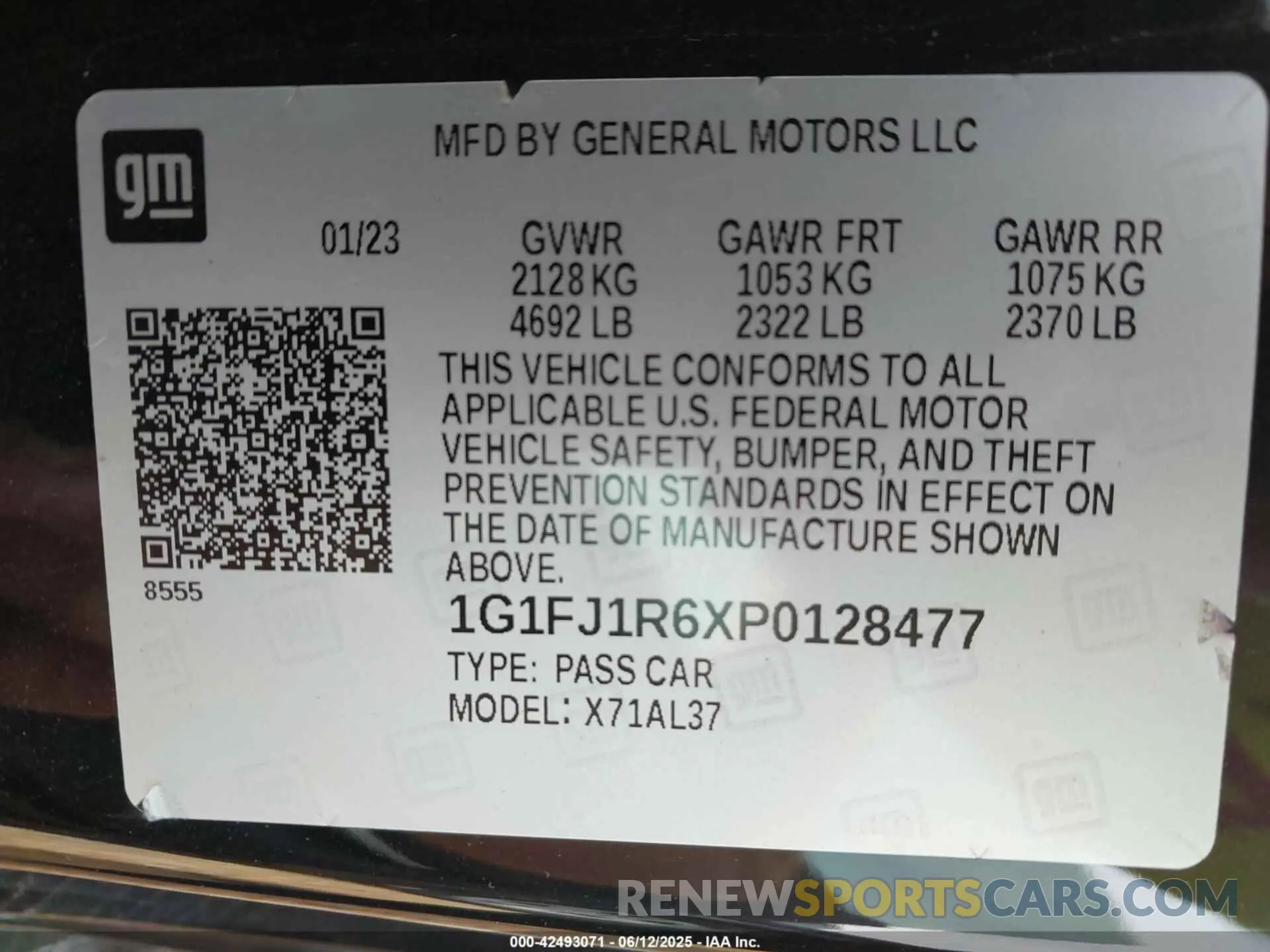 9 fotografías del automóvil dañado 1G1FJ1R6XP0128477 CHEVROLET CAMARO 2023