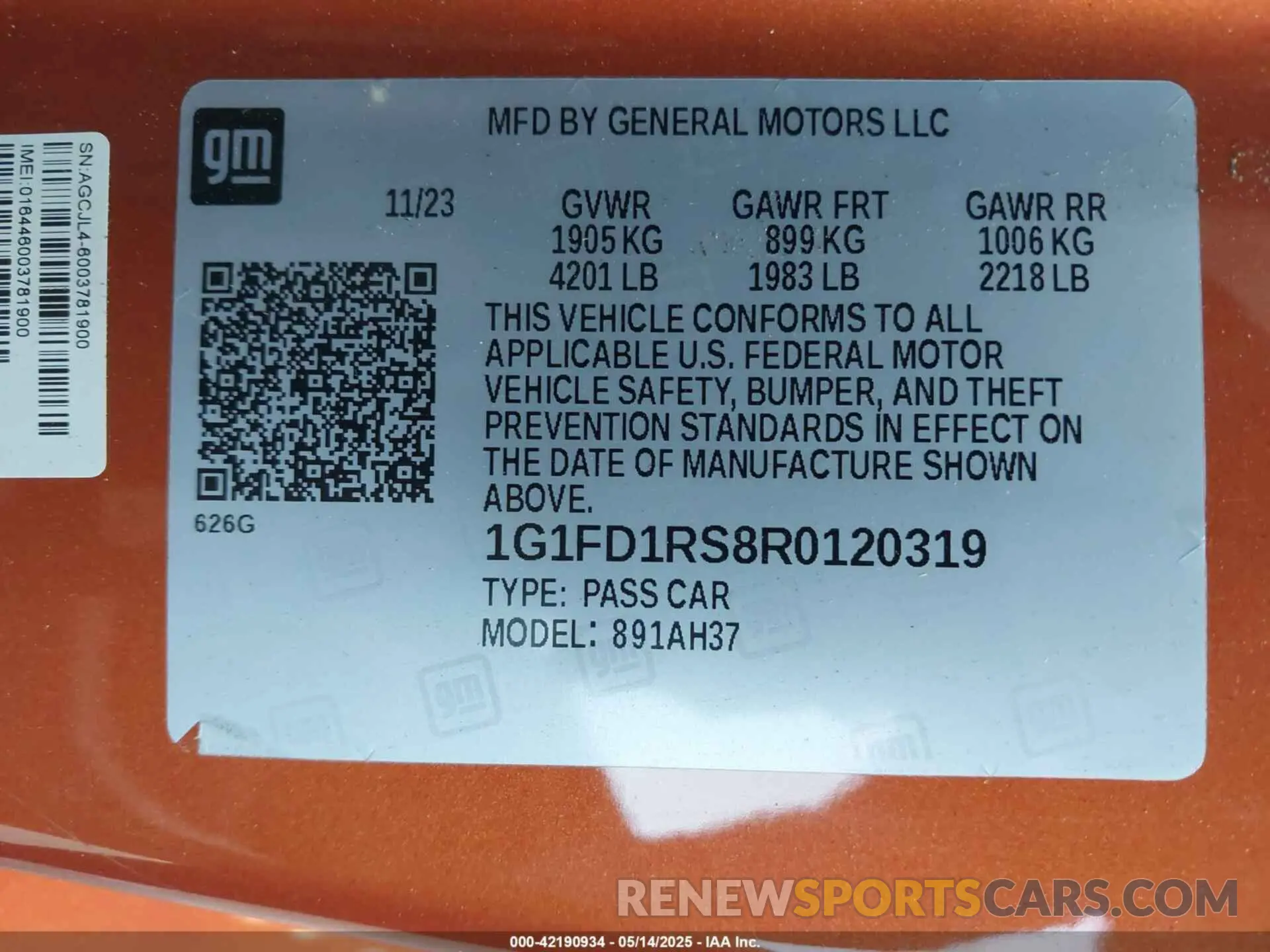9 fotografías del automóvil dañado 1G1FD1RS8R0120319 CHEVROLET CAMARO 2024