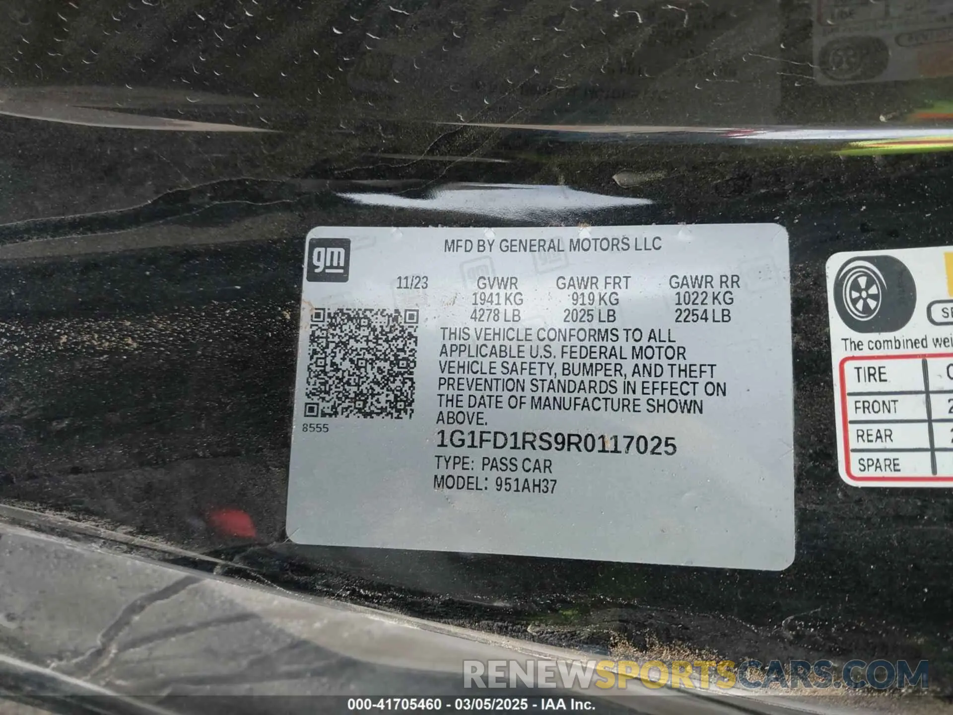 9 fotografías del automóvil dañado 1G1FD1RS9R0117025 CHEVROLET CAMARO 2024