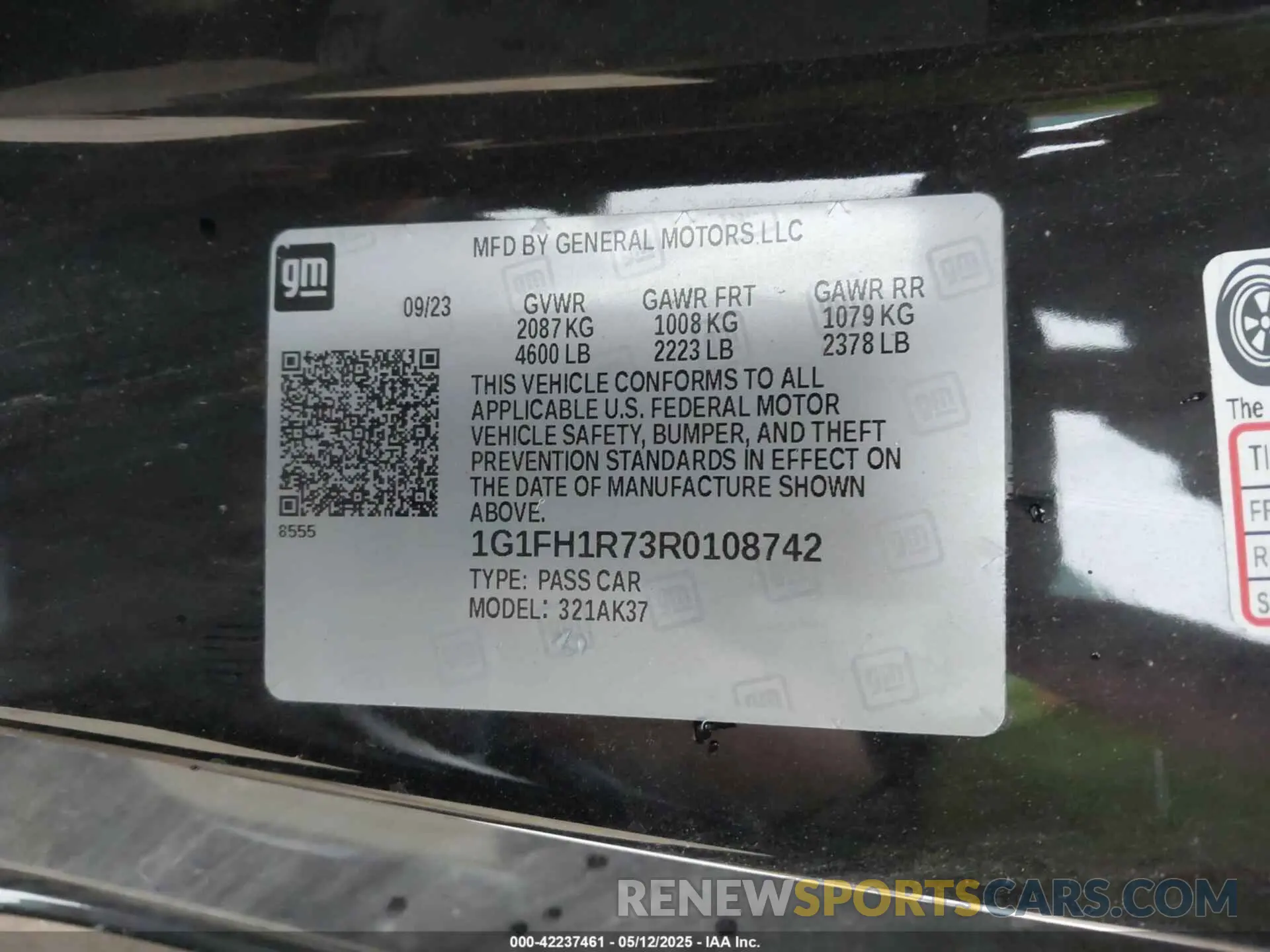 9 fotografías del automóvil dañado 1G1FH1R73R0108742 CHEVROLET CAMARO 2024