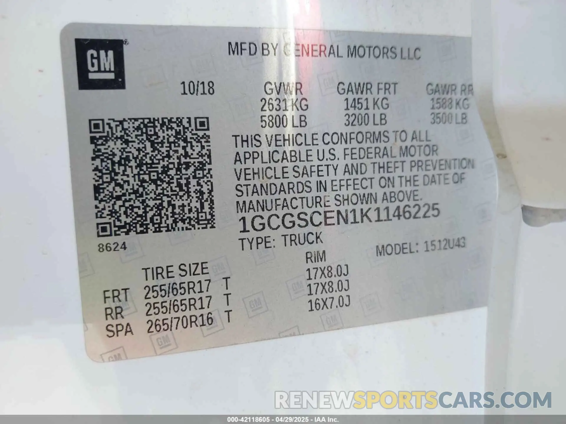 9 fotografías del automóvil dañado 1GCGSCEN1K1146225 CHEVROLET COLORADO 2019