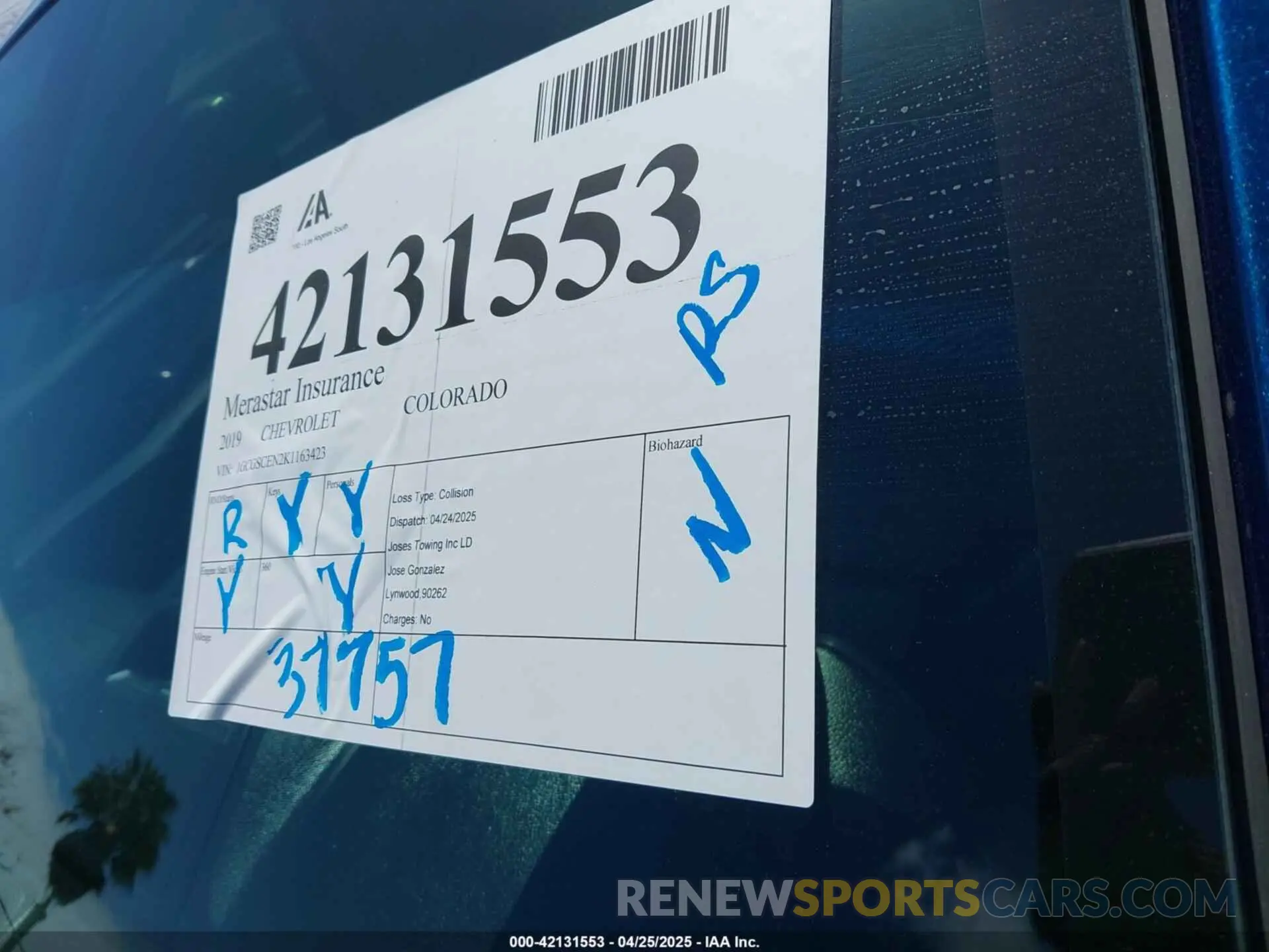 17 fotografías del automóvil dañado 1GCGSCEN2K1163423 CHEVROLET COLORADO 2019