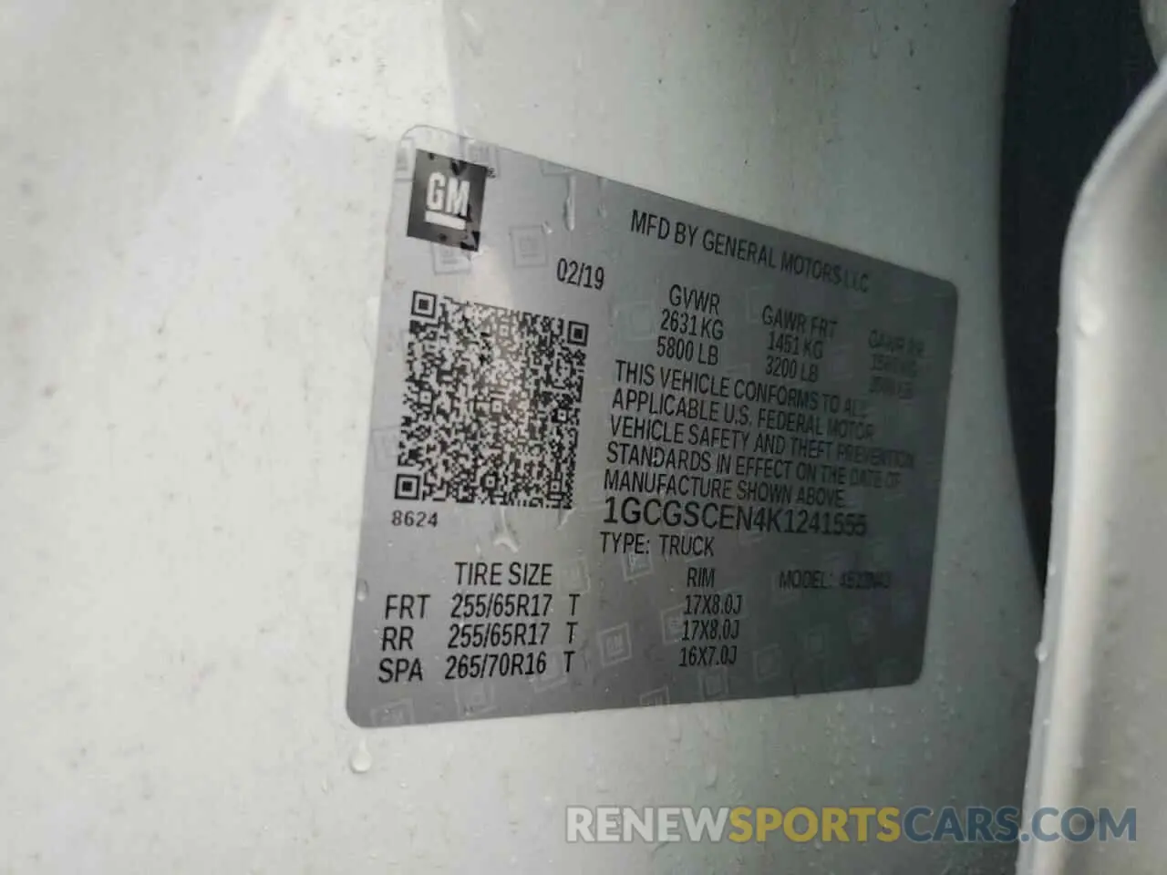 12 fotografías del automóvil dañado 1GCGSCEN4K1241555 CHEVROLET COLORADO 2019