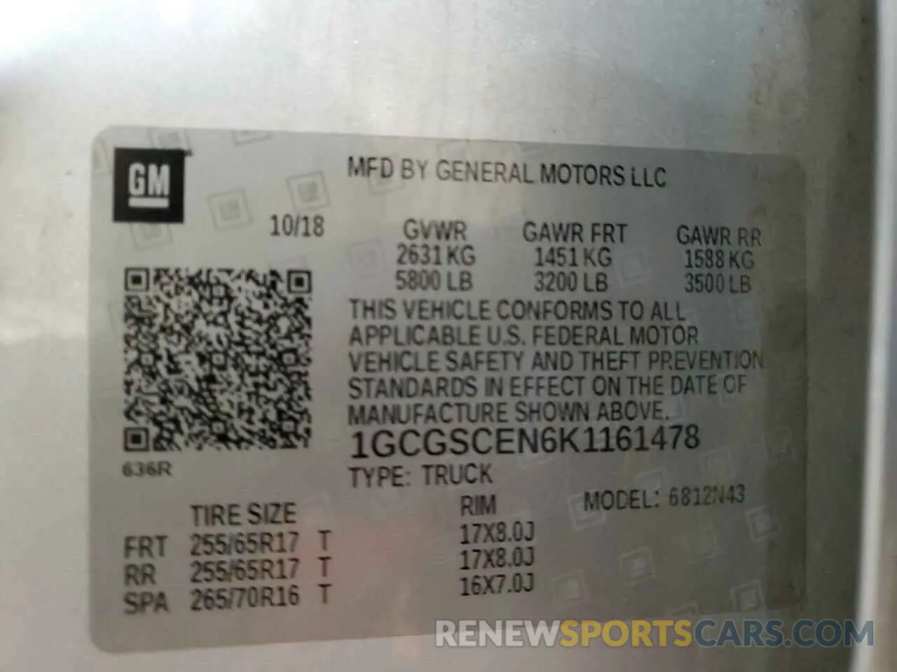 12 fotografías del automóvil dañado 1GCGSCEN6K1161478 CHEVROLET COLORADO 2019