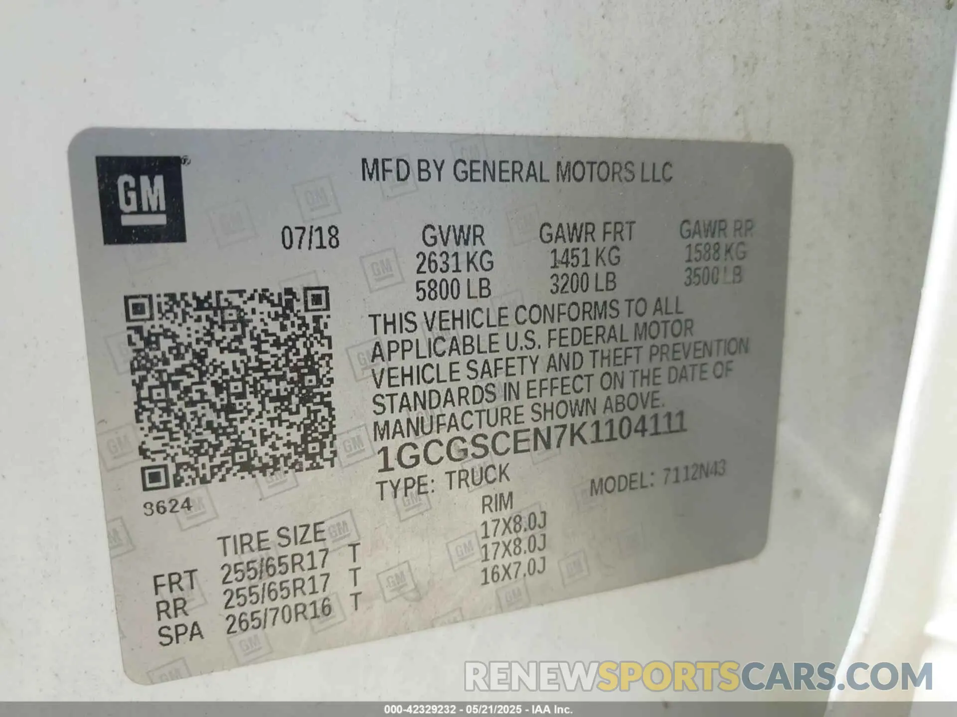 9 fotografías del automóvil dañado 1GCGSCEN7K1104111 CHEVROLET COLORADO 2019