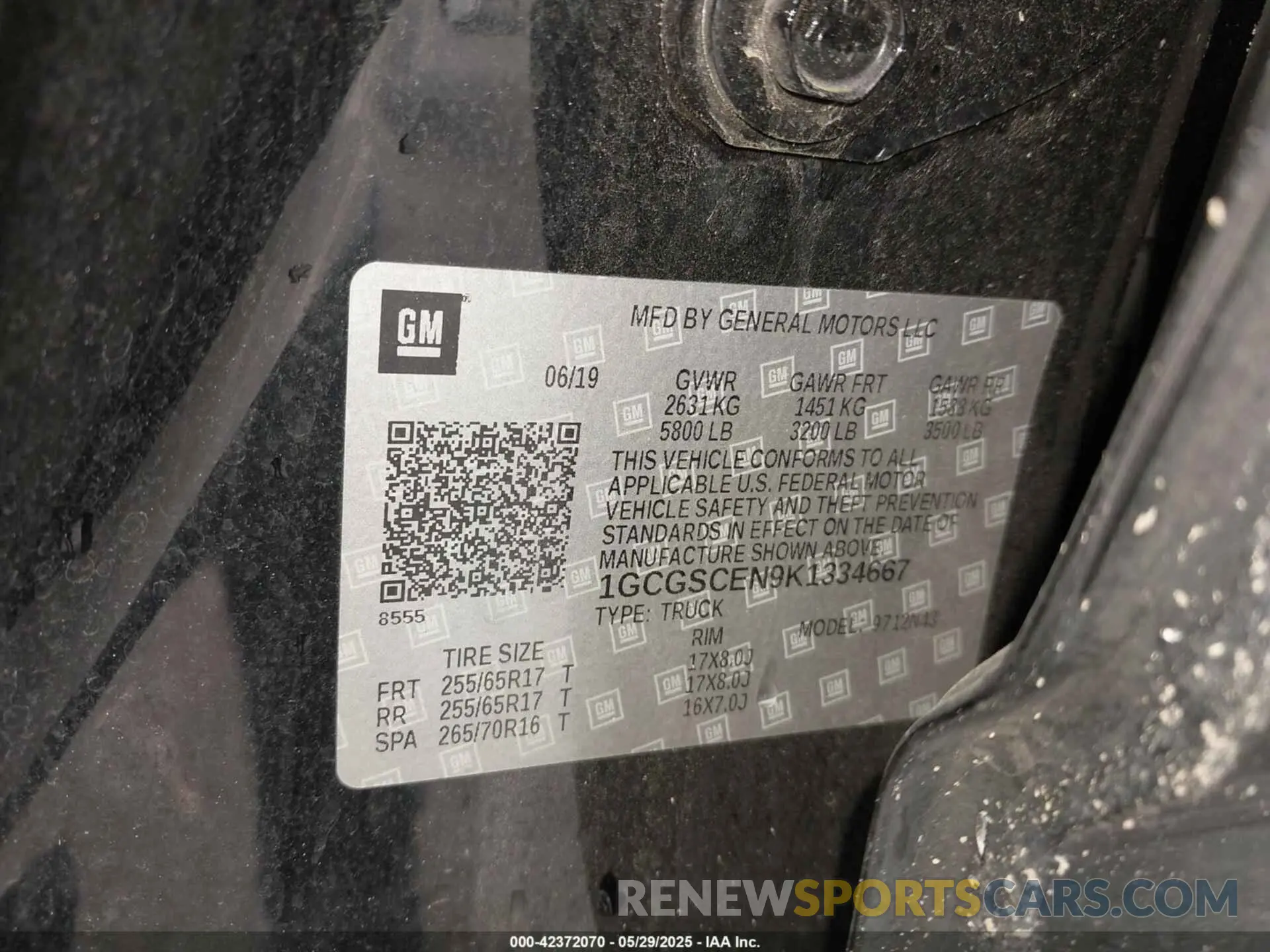 9 fotografías del automóvil dañado 1GCGSCEN9K1334667 CHEVROLET COLORADO 2019