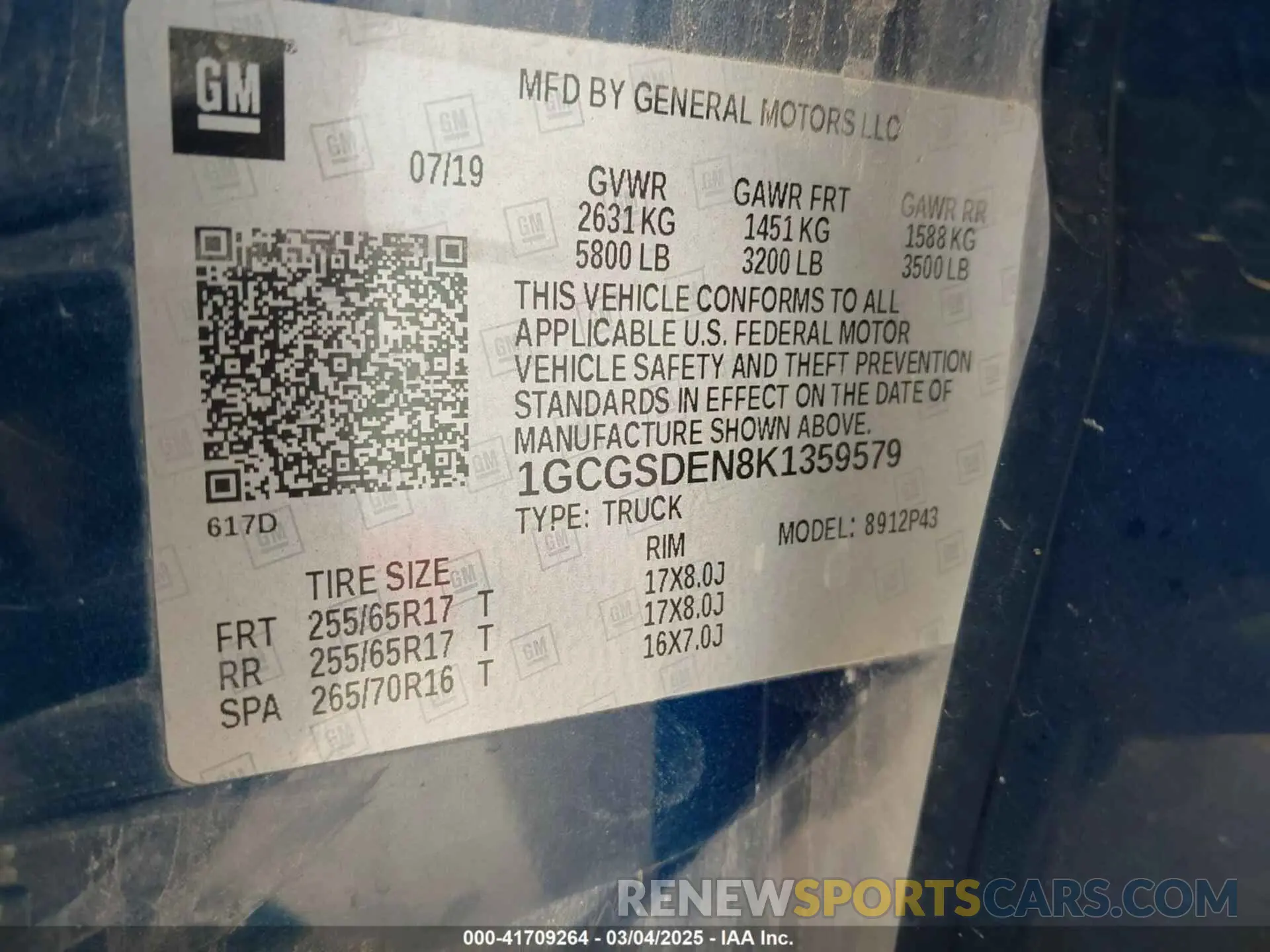 9 fotografías del automóvil dañado 1GCGSDEN8K1359579 CHEVROLET COLORADO 2019