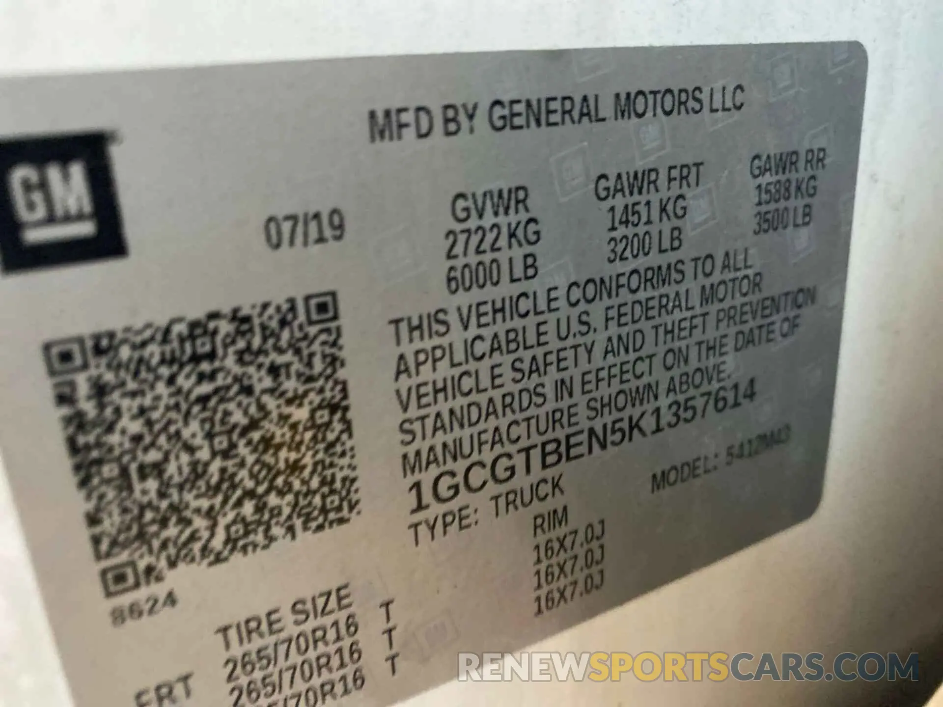10 fotografías del automóvil dañado 1GCGTBEN5K1357614 CHEVROLET COLORADO 2019