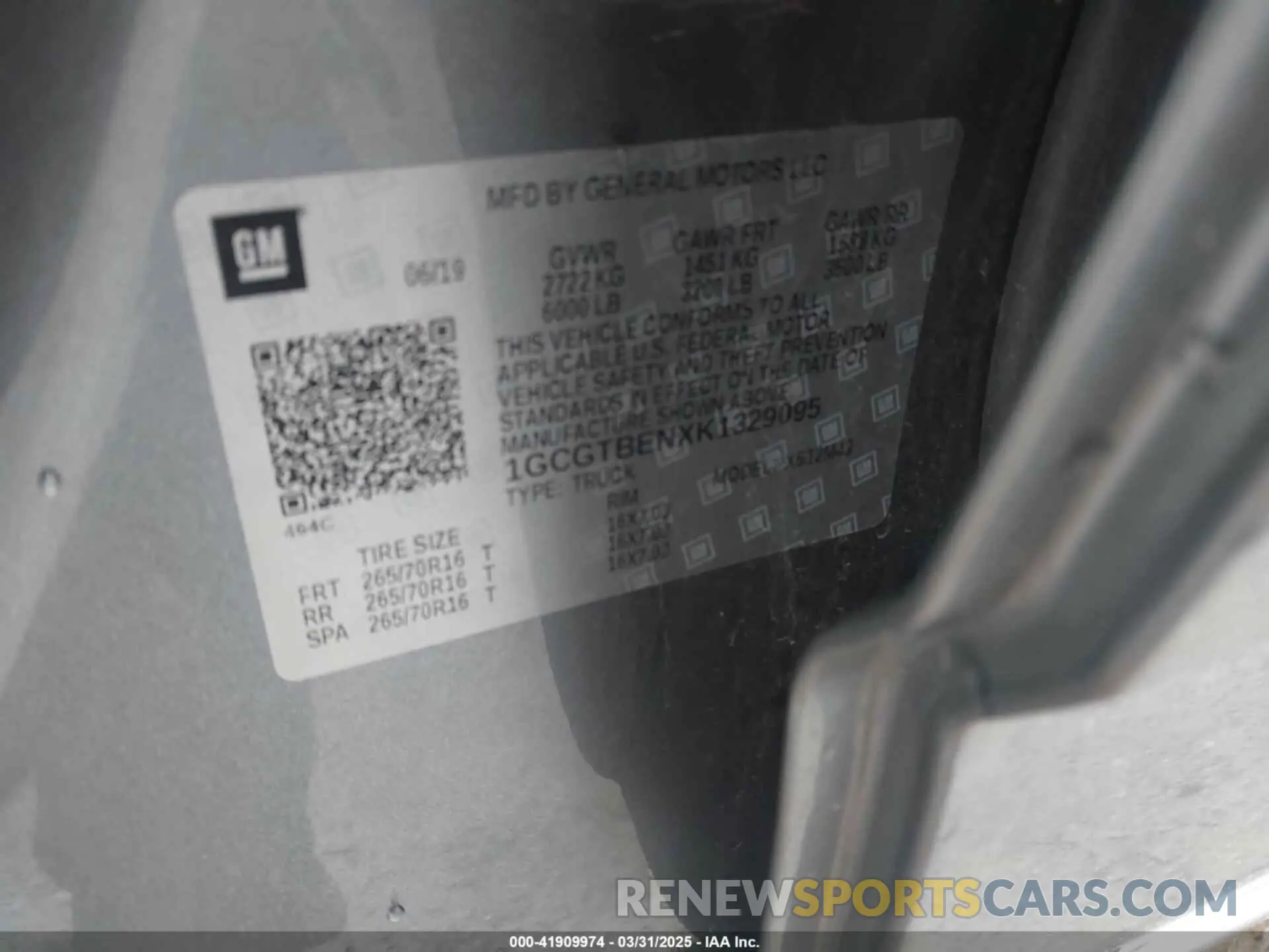 9 fotografías del automóvil dañado 1GCGTBENXK1329095 CHEVROLET COLORADO 2019