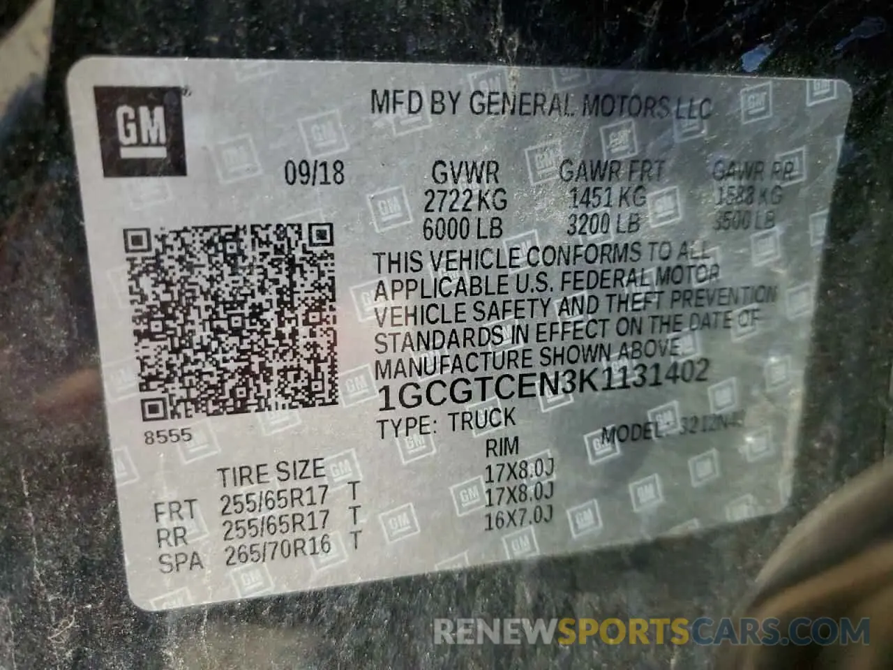 14 fotografías del automóvil dañado 1GCGTCEN3K1131402 CHEVROLET COLORADO 2019