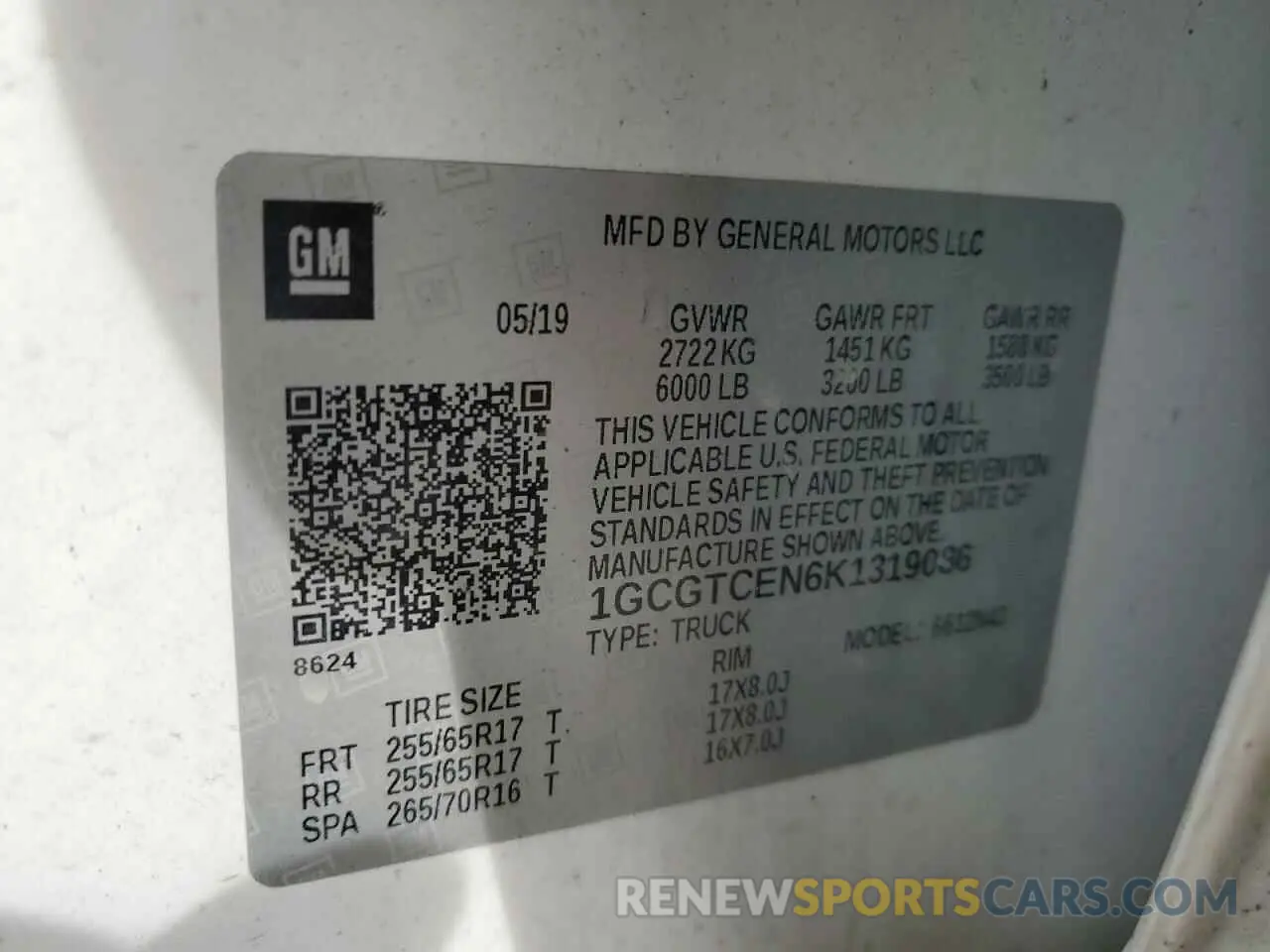 12 fotografías del automóvil dañado 1GCGTCEN6K1319086 CHEVROLET COLORADO 2019