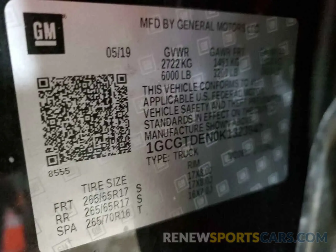 13 fotografías del automóvil dañado 1GCGTDEN0K1323947 CHEVROLET COLORADO 2019