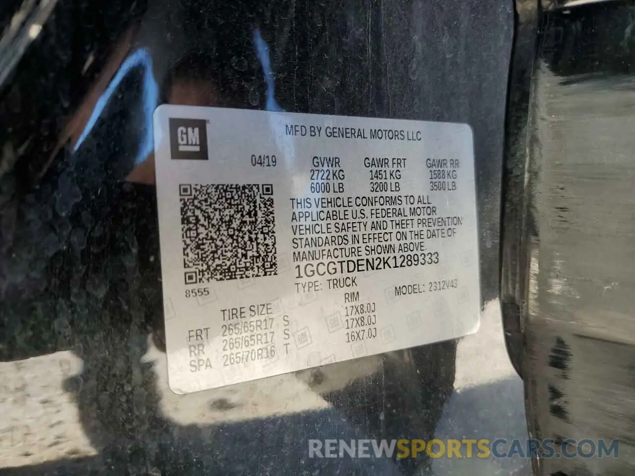 14 fotografías del automóvil dañado 1GCGTDEN2K1289333 CHEVROLET COLORADO 2019