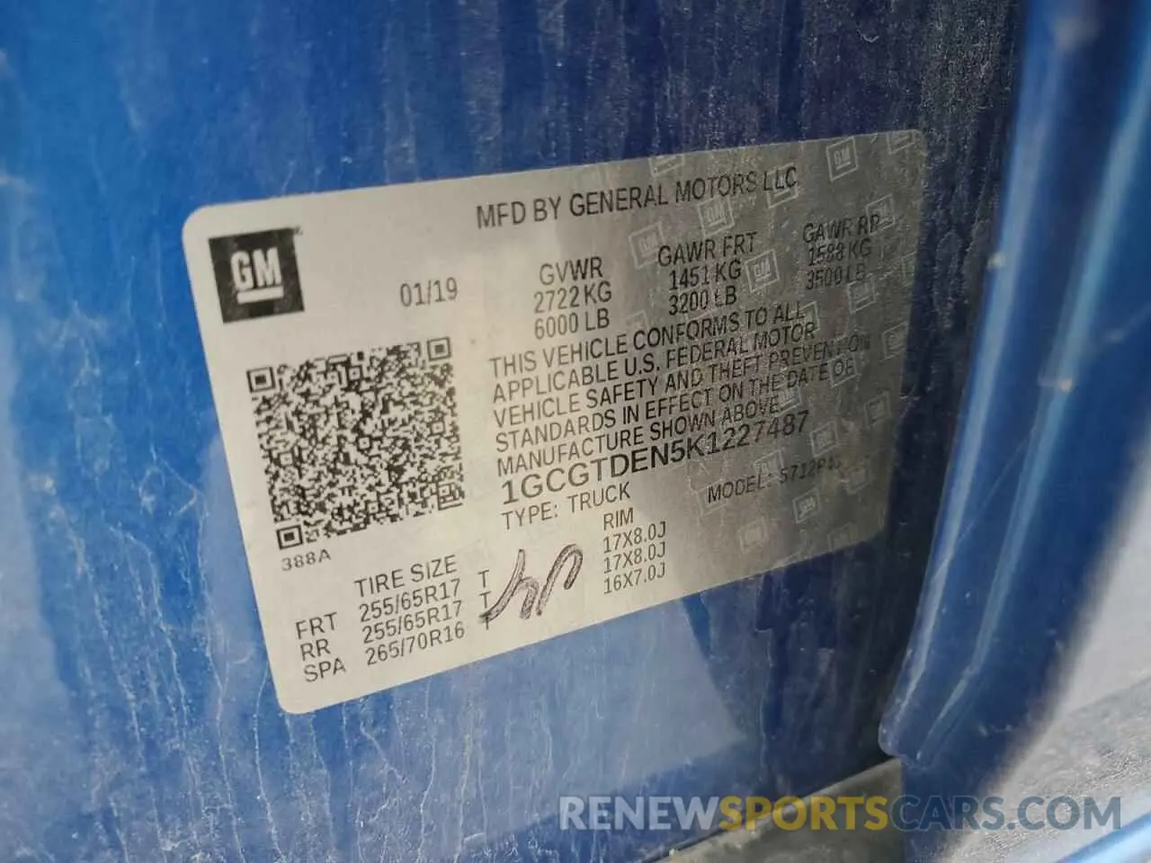 14 fotografías del automóvil dañado 1GCGTDEN5K1227487 CHEVROLET COLORADO 2019