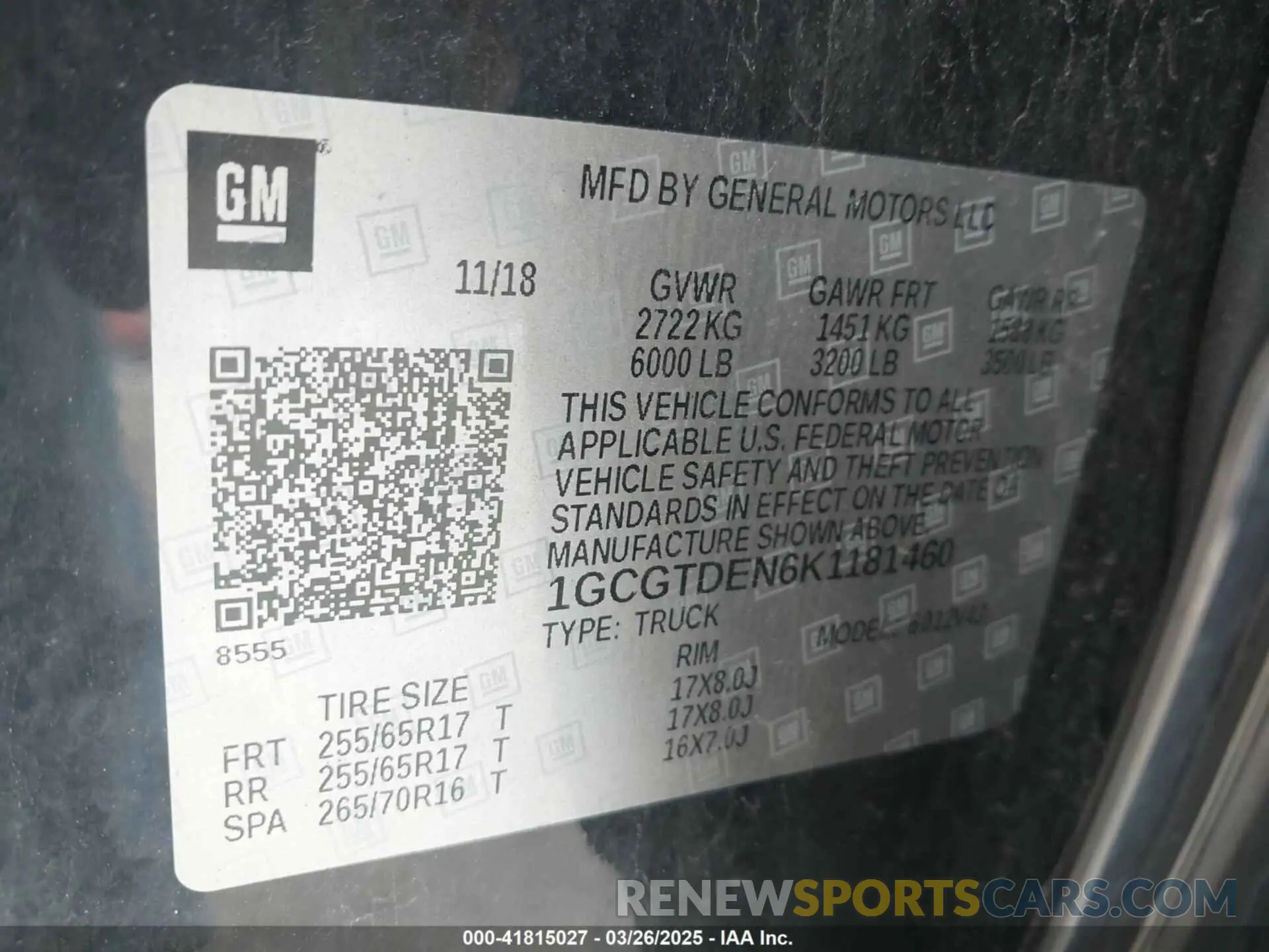9 fotografías del automóvil dañado 1GCGTDEN6K1181460 CHEVROLET COLORADO 2019