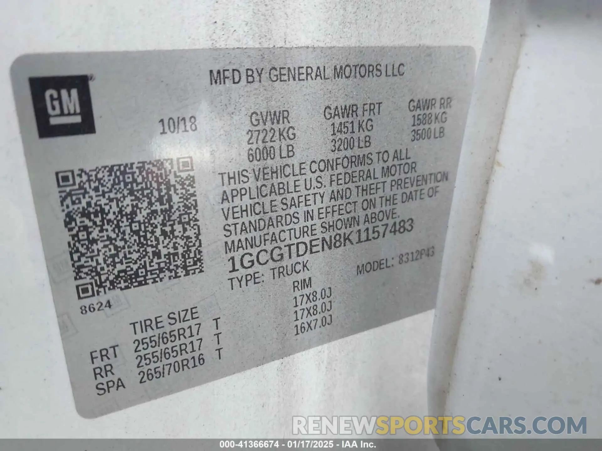 9 fotografías del automóvil dañado 1GCGTDEN8K1157483 CHEVROLET COLORADO 2019