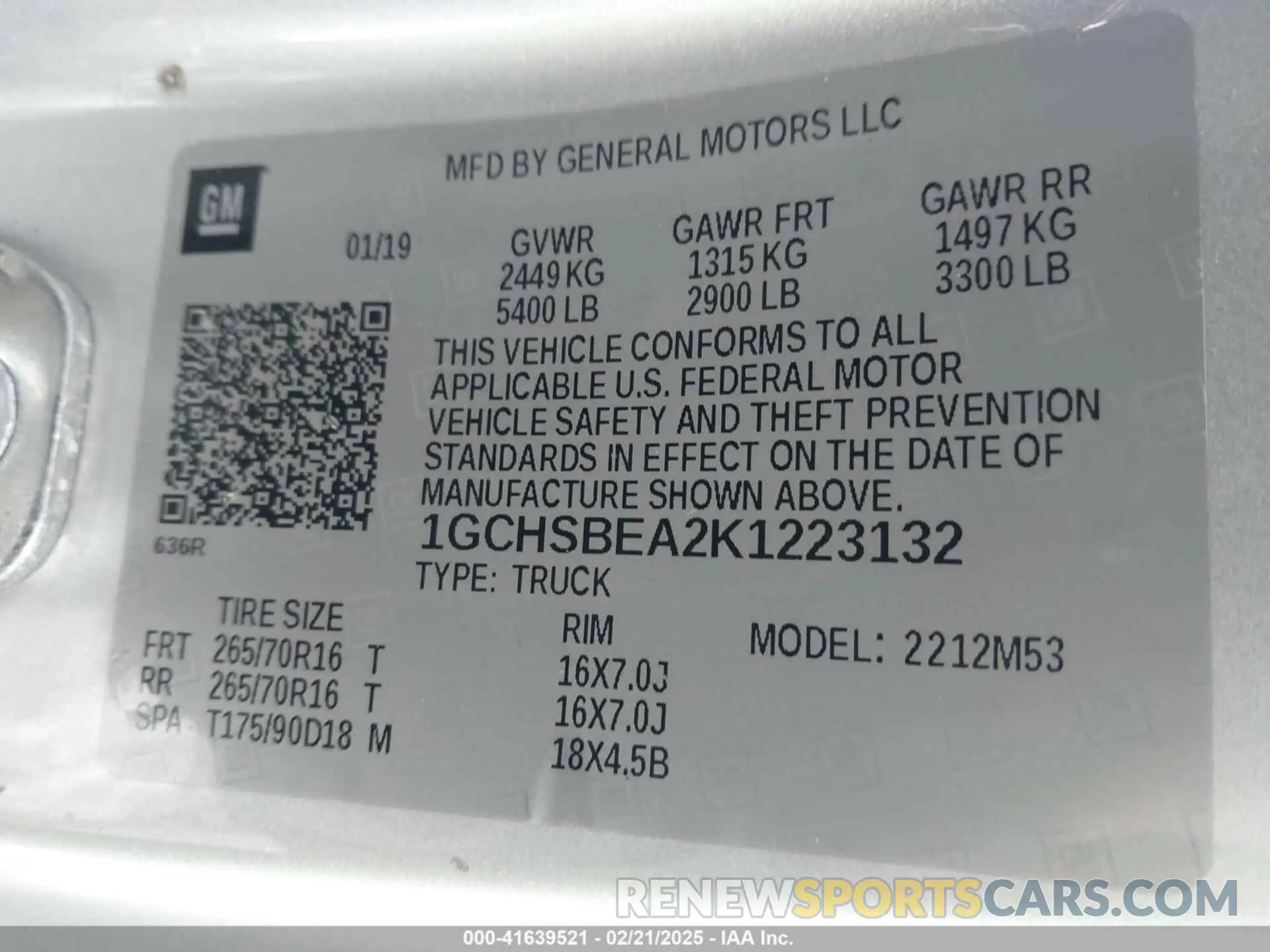 9 fotografías del automóvil dañado 1GCHSBEA2K1223132 CHEVROLET COLORADO 2019